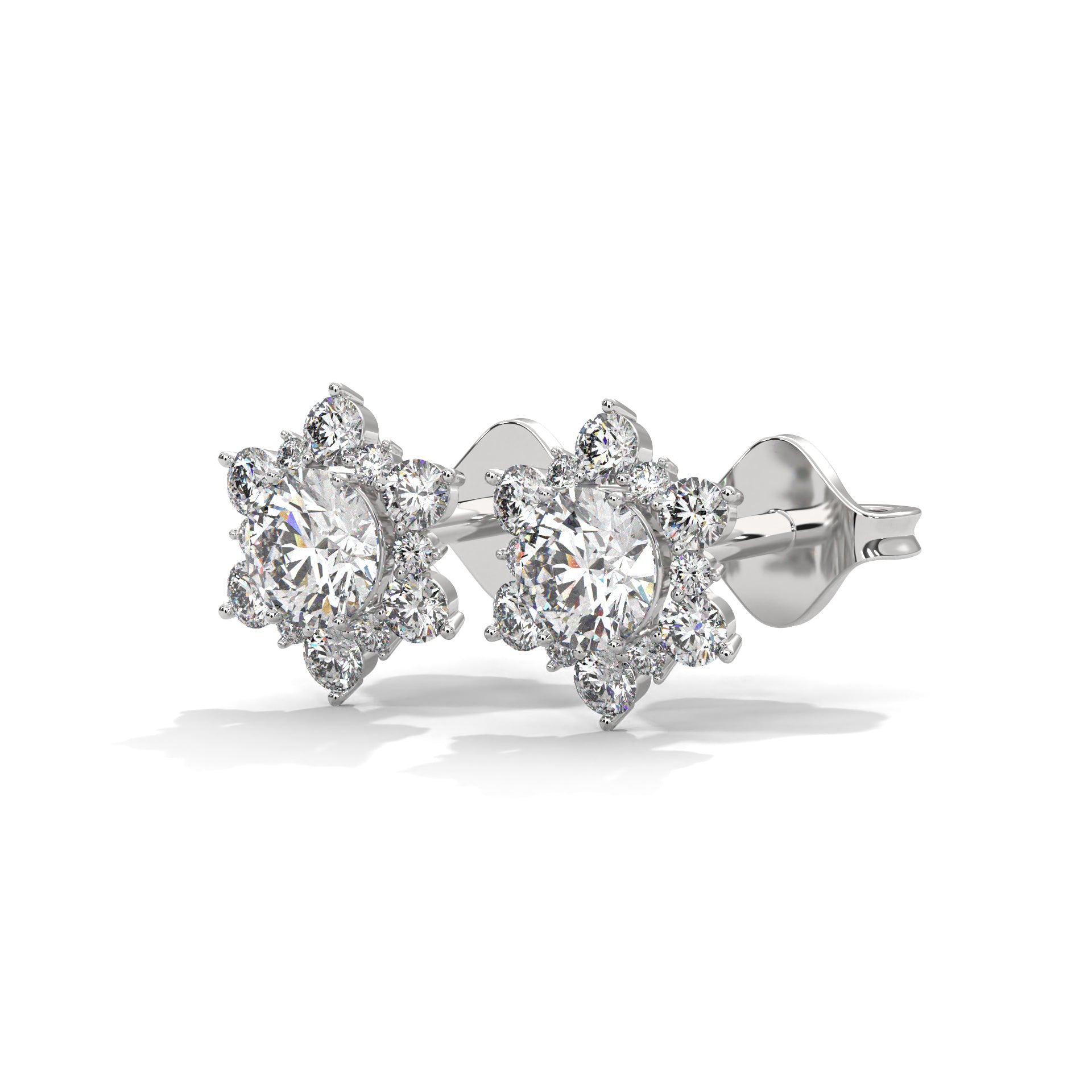 Floral Cluster Diamond Stud Earrings | 14K & 18K Gold | 0.75CTW