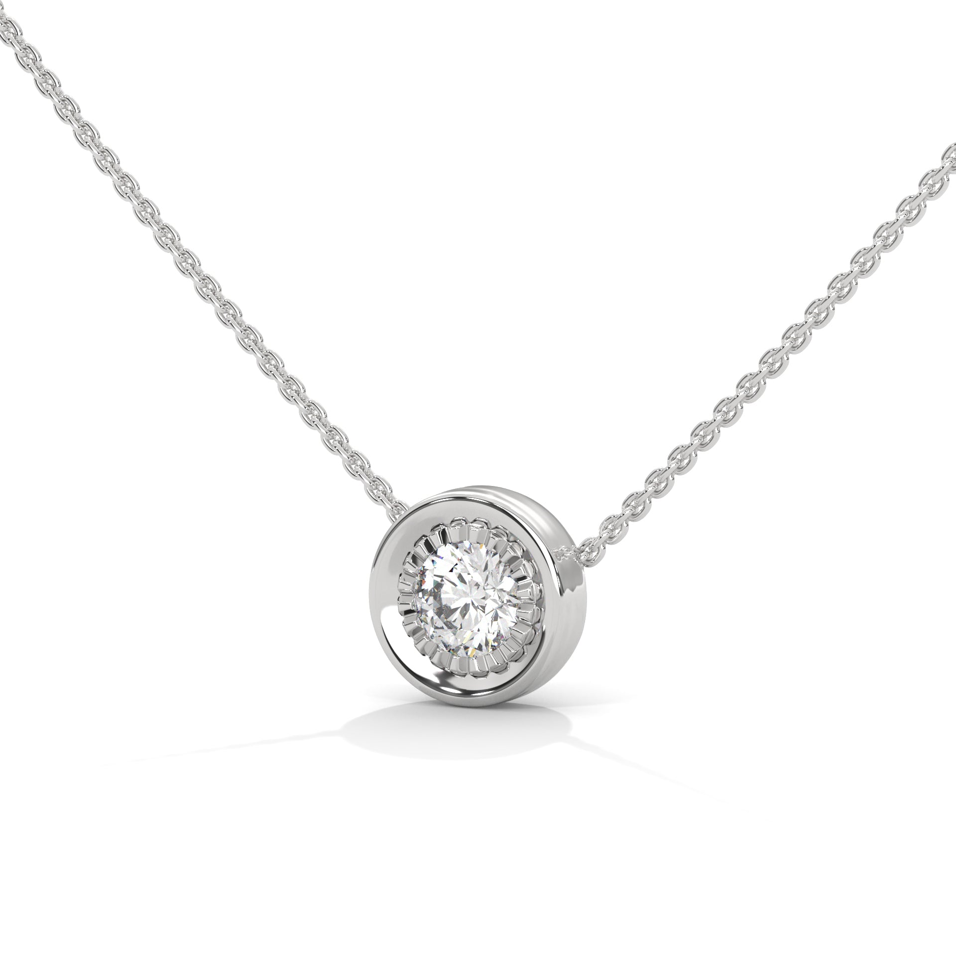 Ethereal Radiance: 14K Gold Round-Cut Diamond Pendant Necklace | 0.25CT