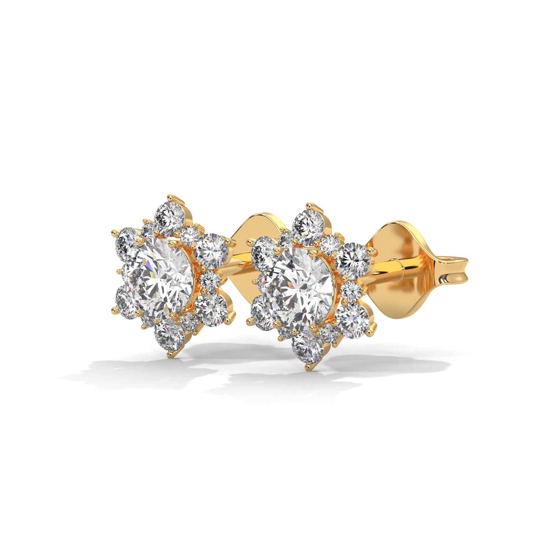 Floral Cluster Diamond Stud Earrings | 14K & 18K Gold | 0.75CTW
