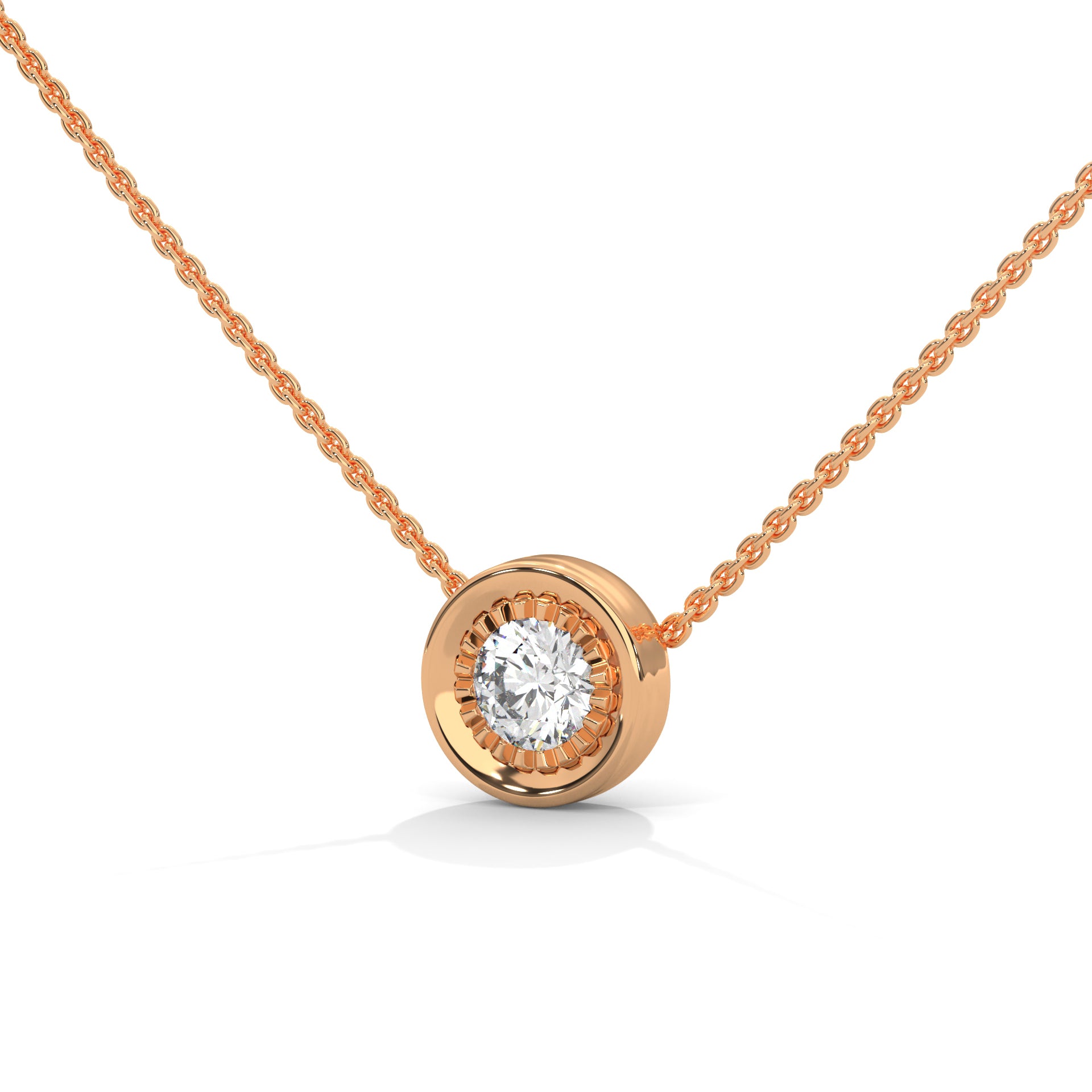 Ethereal Radiance: 14K Gold Round-Cut Diamond Pendant Necklace | 0.25CT