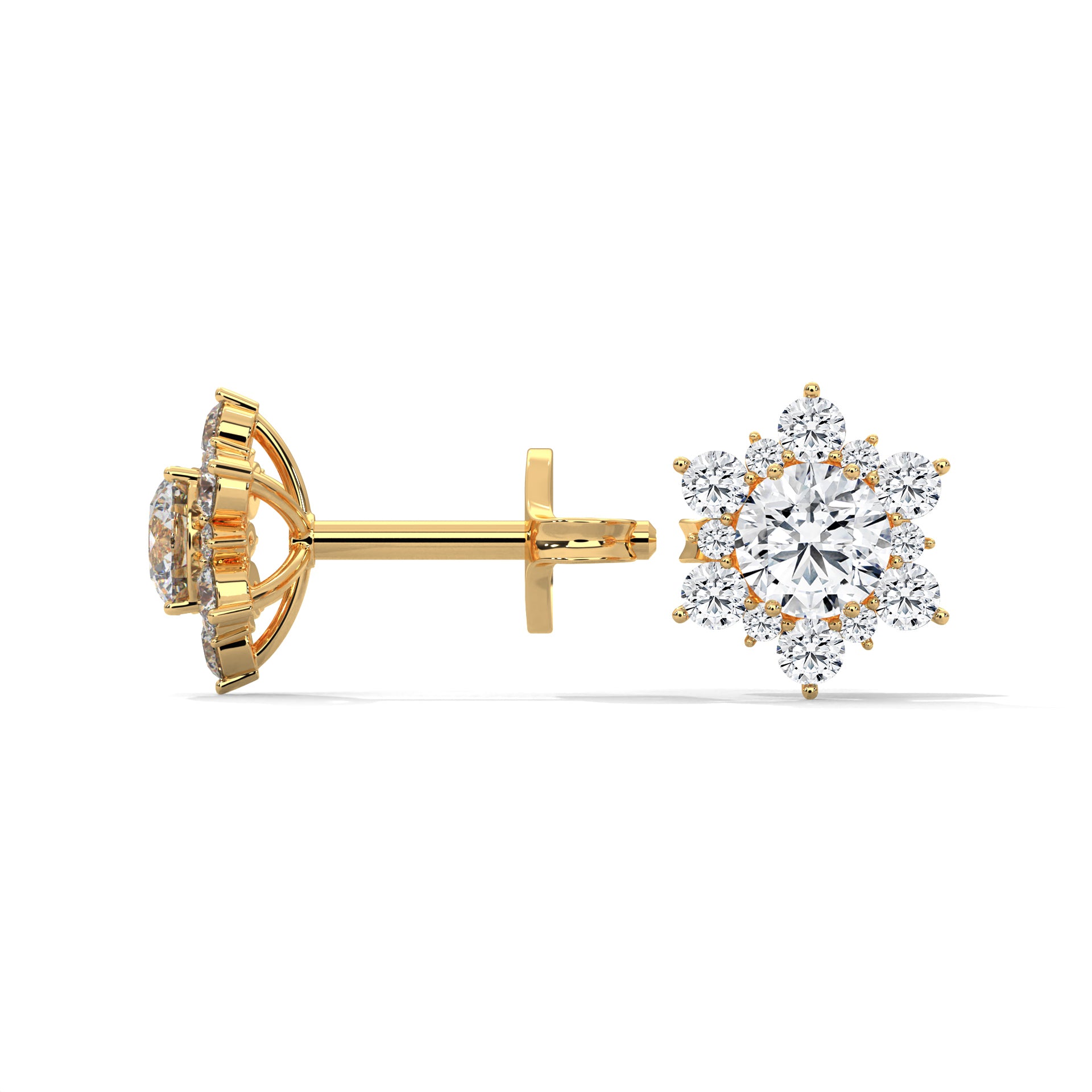 Floral Cluster Diamond Stud Earrings | 14K & 18K Gold | 0.75CTW