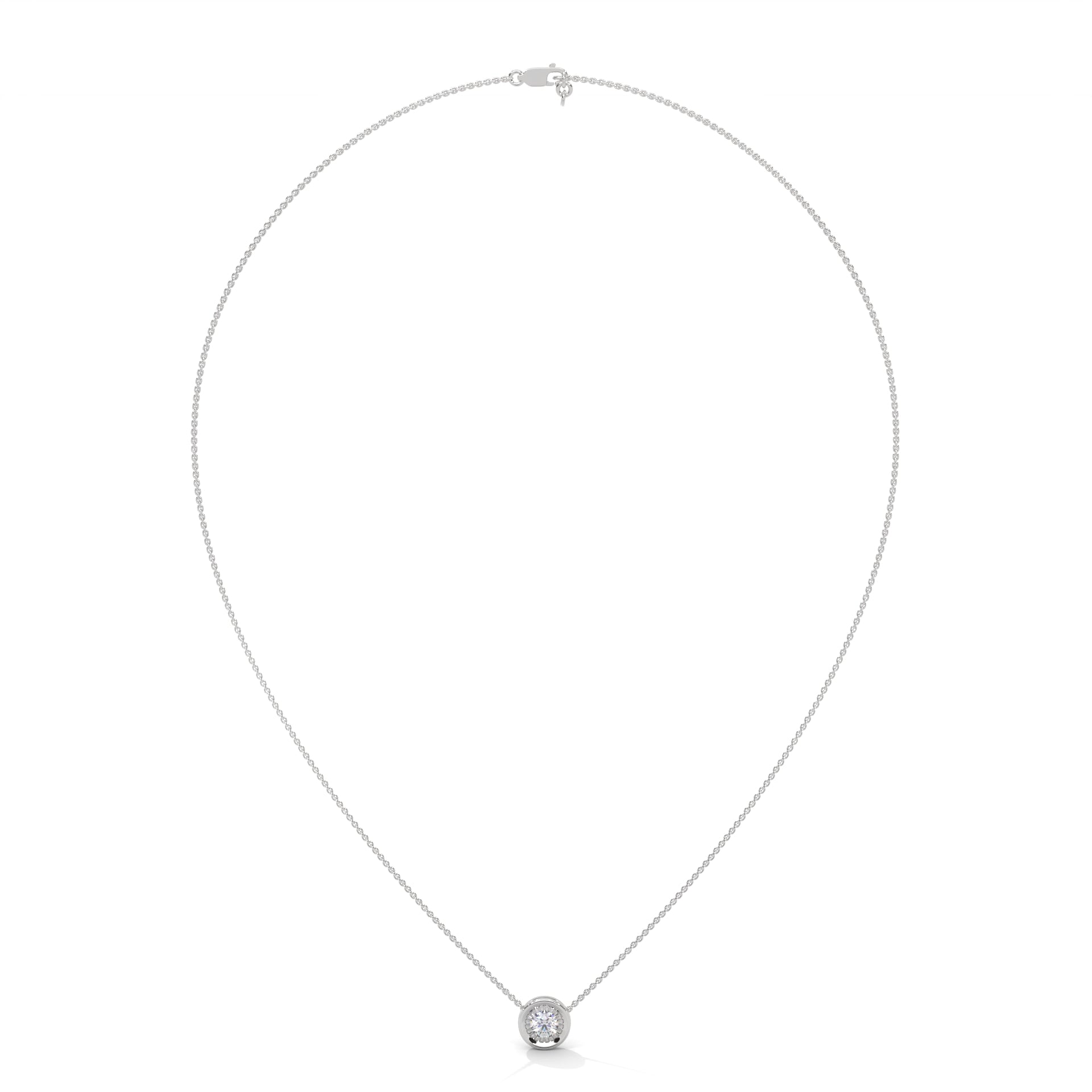 Ethereal Radiance: 14K Gold Round-Cut Diamond Pendant Necklace | 0.25CT