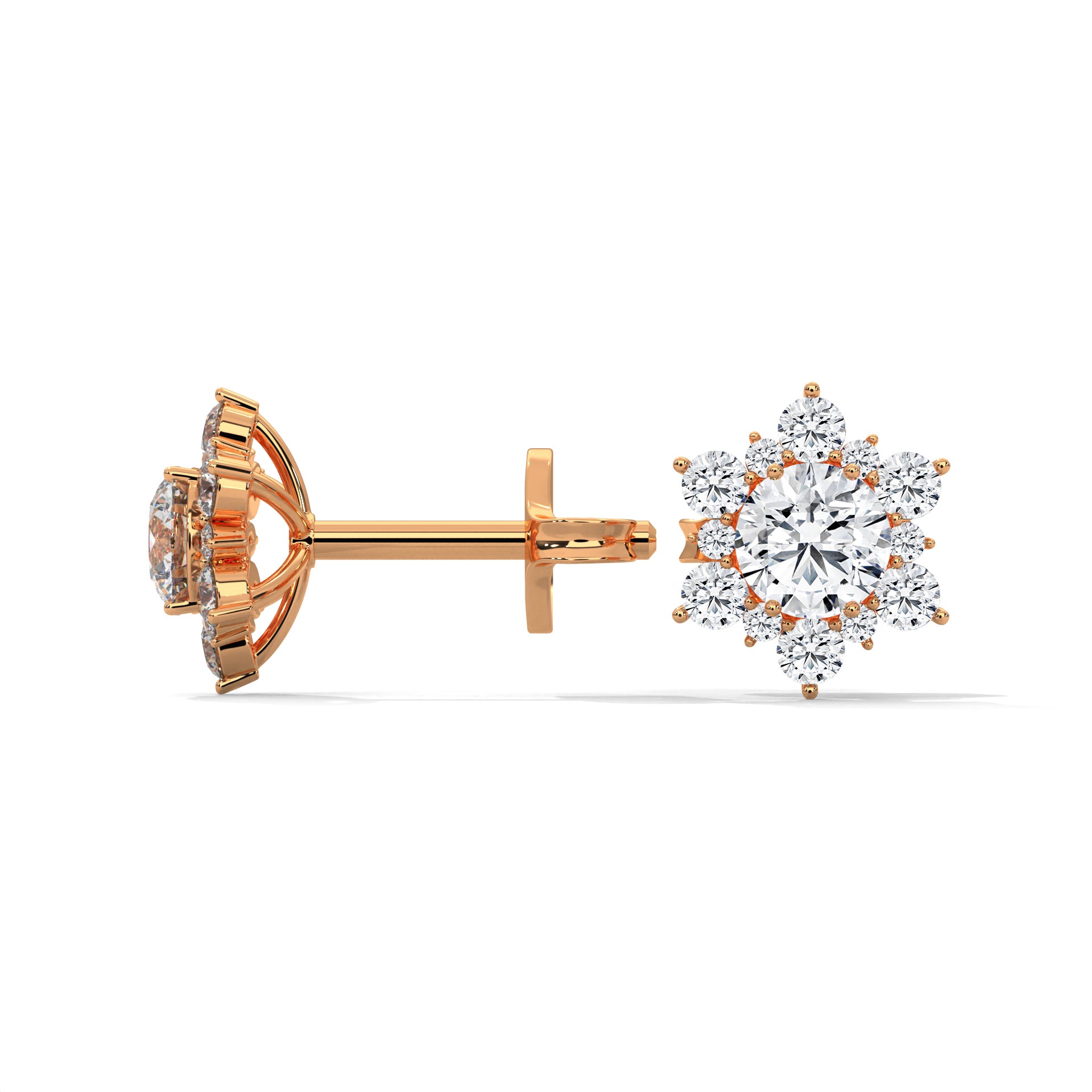 Floral Cluster Diamond Stud Earrings | 14K & 18K Gold | 0.75CTW