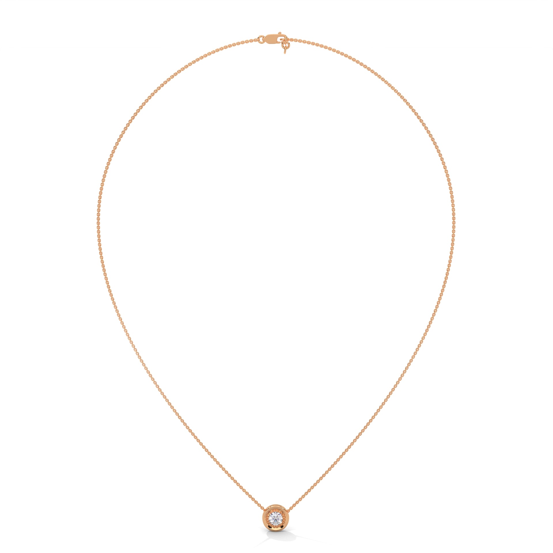 Ethereal Radiance: 14K Gold Round-Cut Diamond Pendant Necklace | 0.25CT