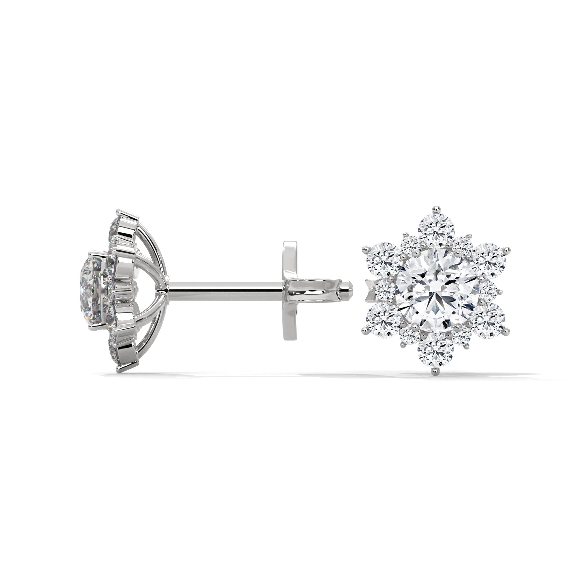 Floral Cluster Diamond Stud Earrings | 14K & 18K Gold | 0.75CTW