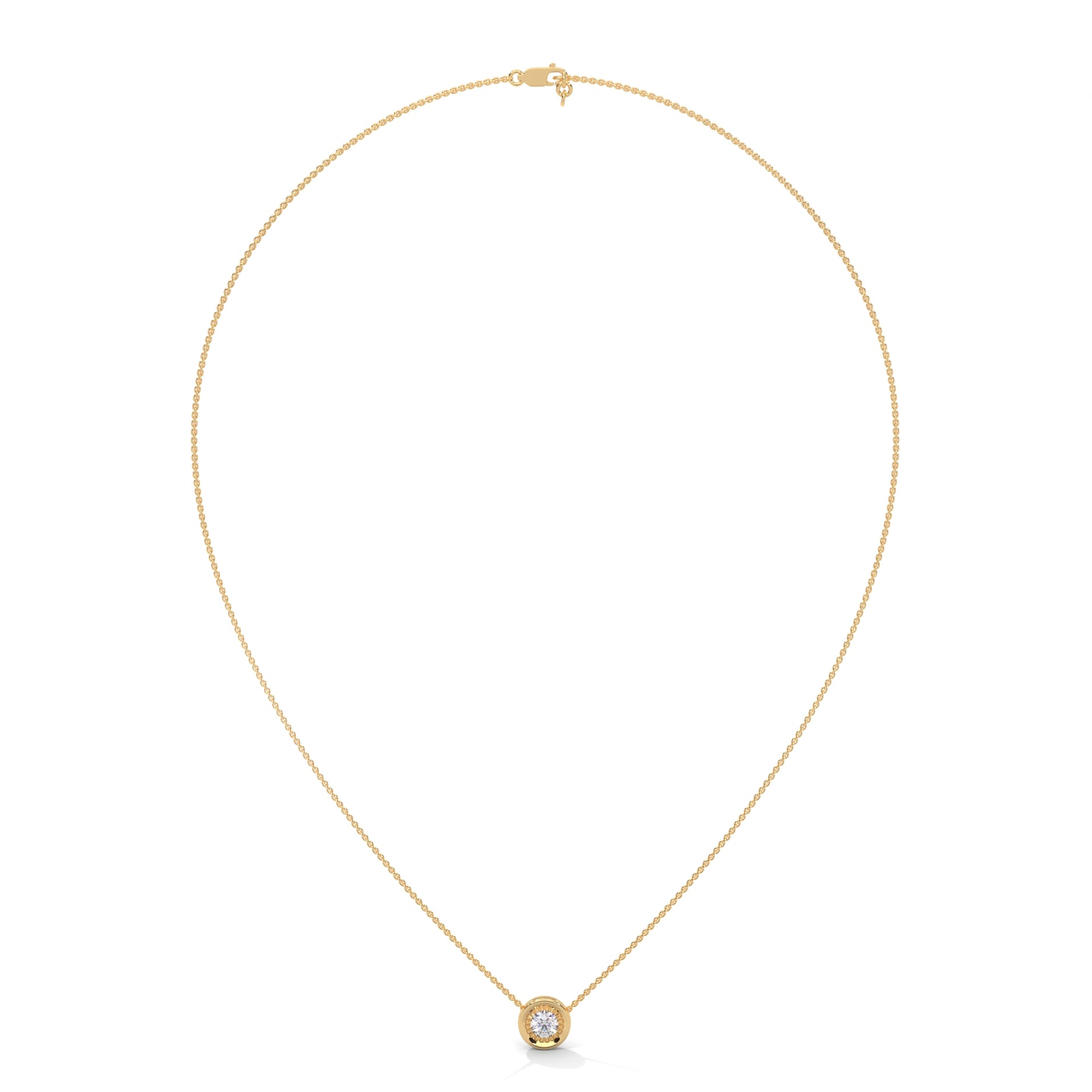Ethereal Radiance: 14K Gold Round-Cut Diamond Pendant Necklace | 0.25CT