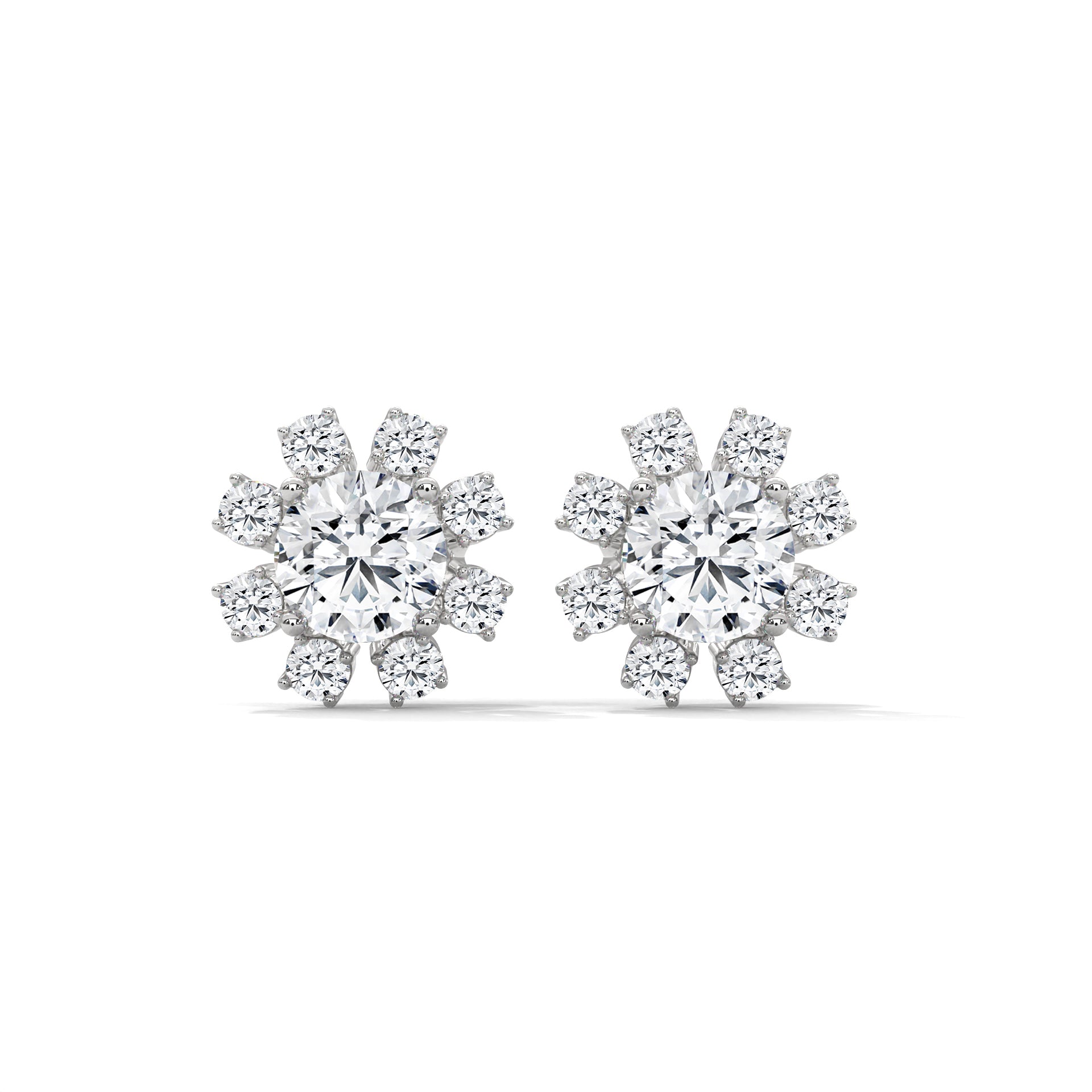 14K & 18K Gold Diamond Cluster Stud Earrings | 1.2ctw
