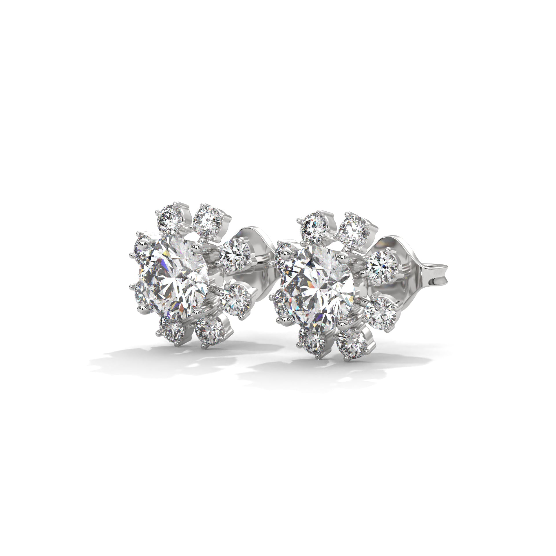 14K & 18K Gold Diamond Cluster Stud Earrings | 1.2ctw