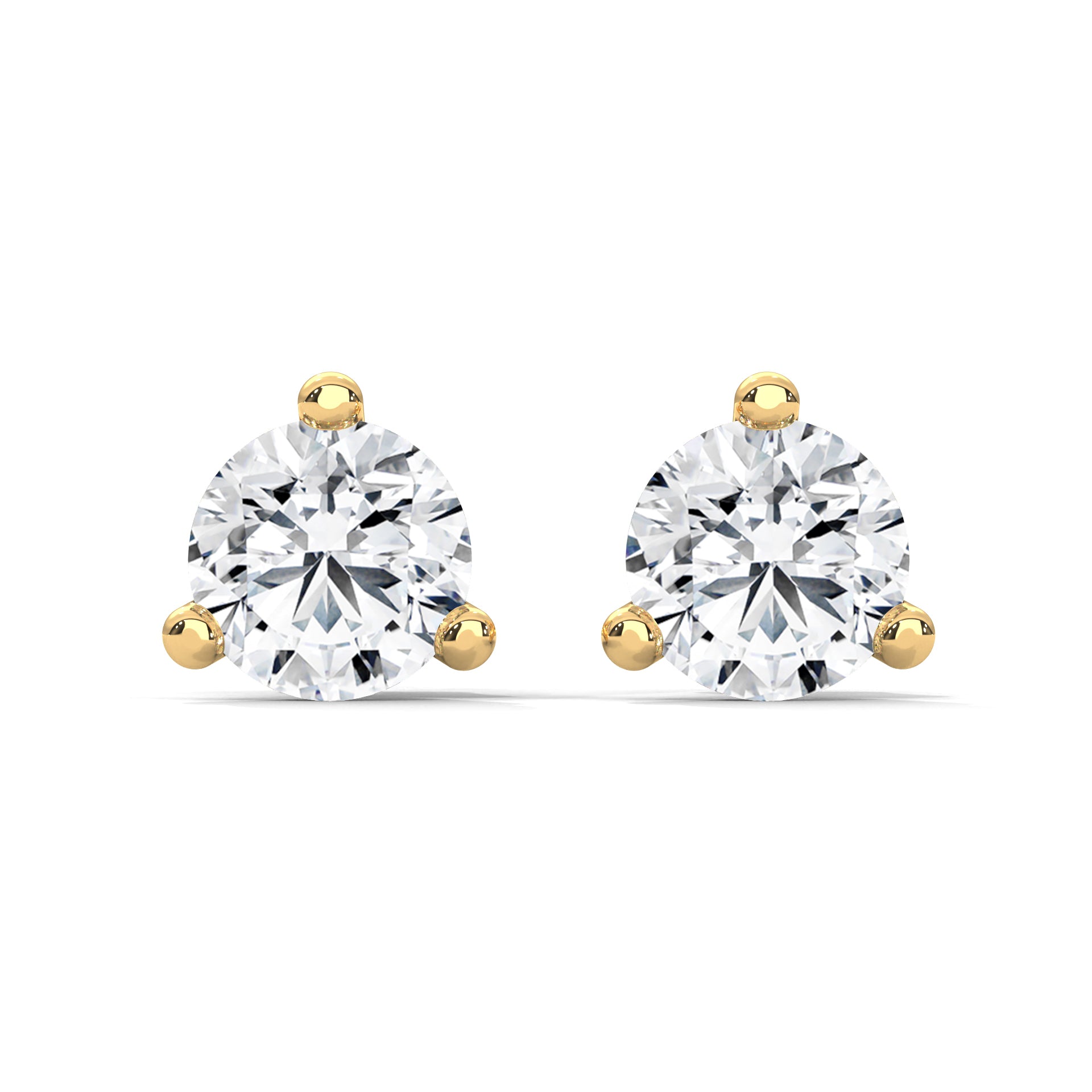 Three-Prong Martini Set Solitaire Diamond 14K Gold Stud Earrings | 2-6 CTW