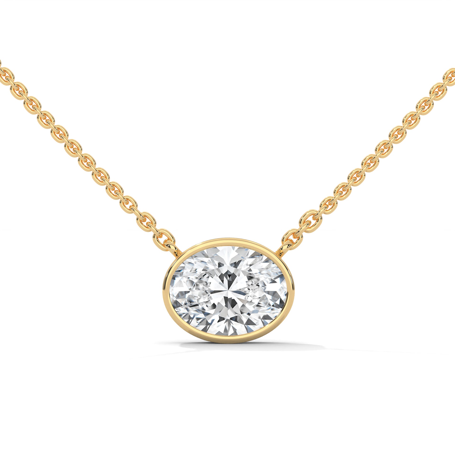 Luminous Glow Oval-Cut Diamond Pendant Necklace 0.75ct E-VS1 | 14K Gold |16”&18” Chain