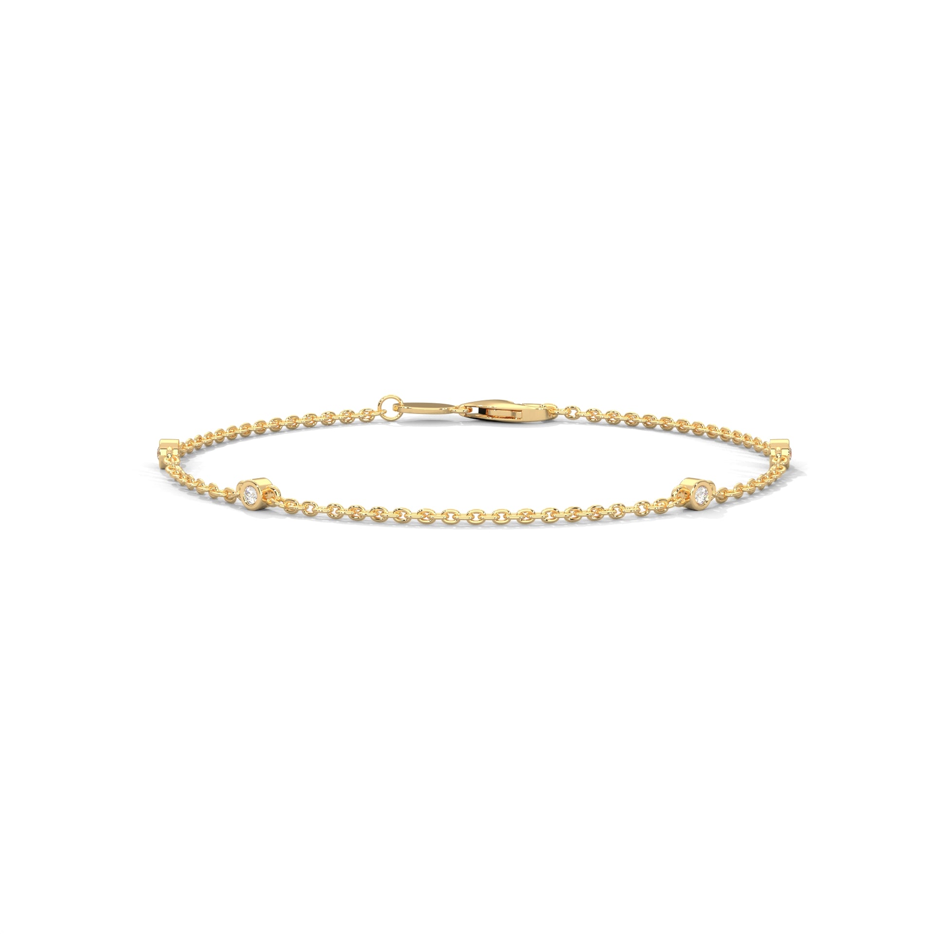 Gloria Bezel-Set Round-Cut Lab-Grown Diamond Gold Bracelet | 0.07 CTW