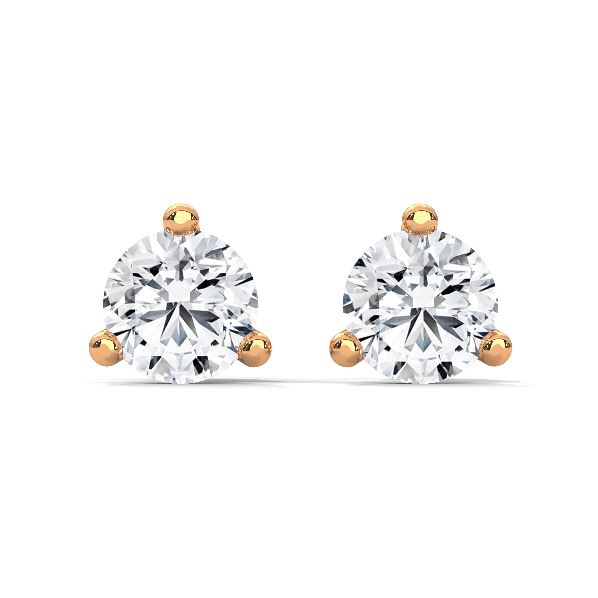 Three-Prong Martini Set Solitaire Diamond 14K Gold Stud Earrings | 2-6 CTW