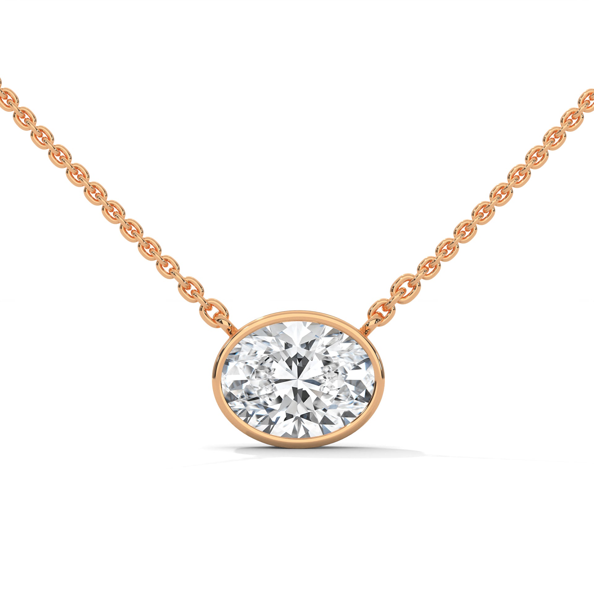 Luminous Glow Oval-Cut Diamond Pendant Necklace 0.75ct E-VS1 | 14K Gold |16”&18” Chain