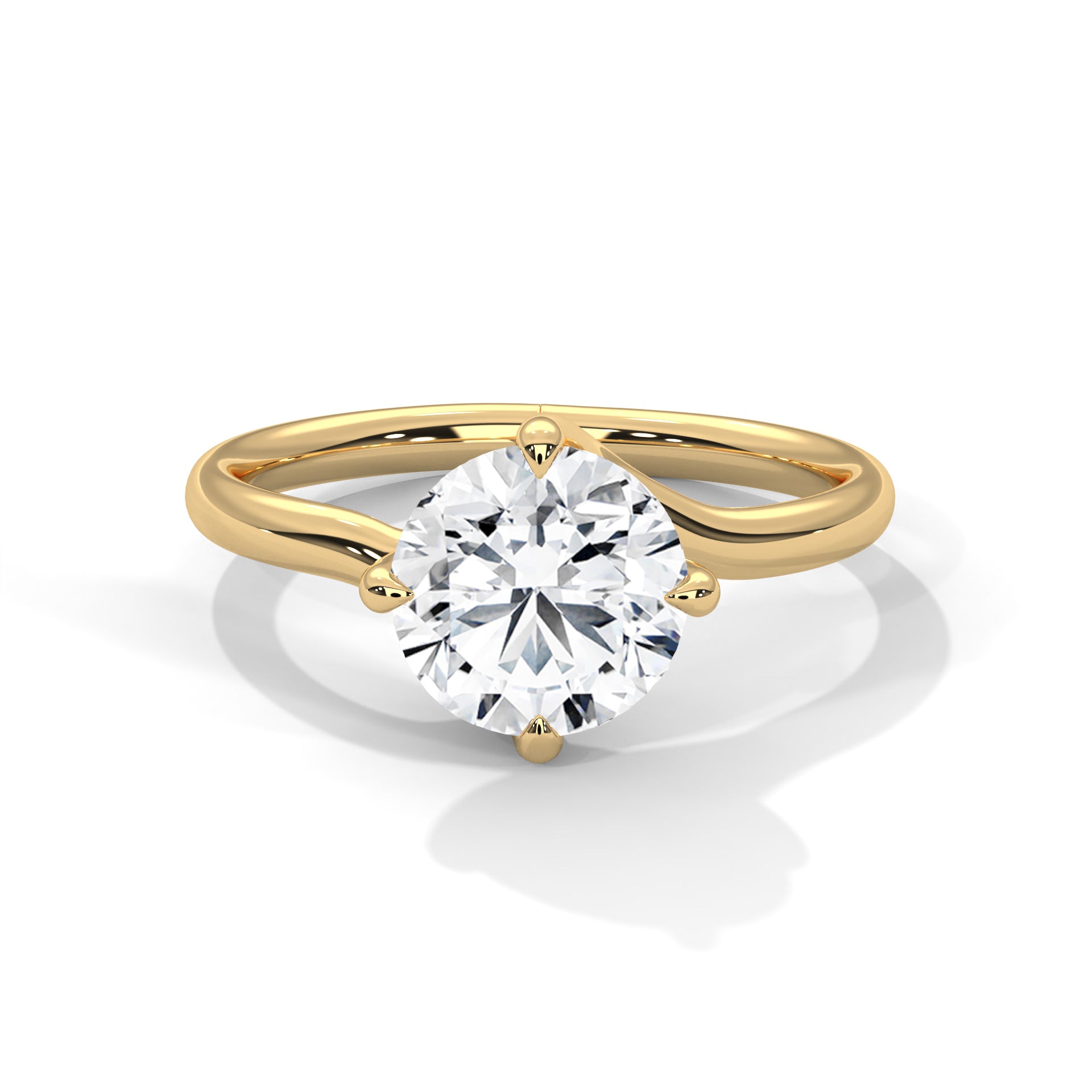 Elegance Round-Cut 2 CT Diamond Solitaire Engagement Gold  Ring