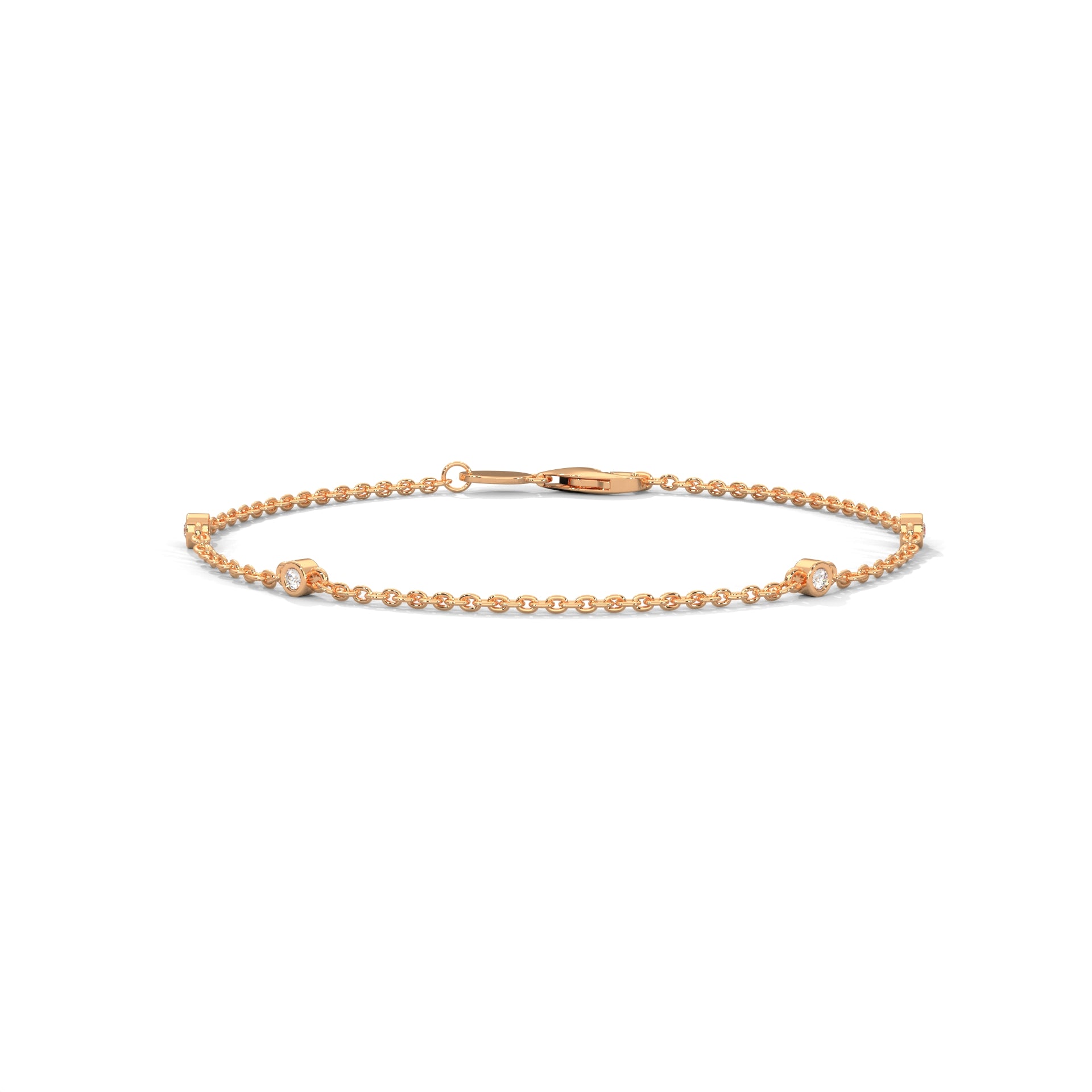 Gloria Bezel-Set Round-Cut Lab-Grown Diamond Gold Bracelet | 0.07 CTW