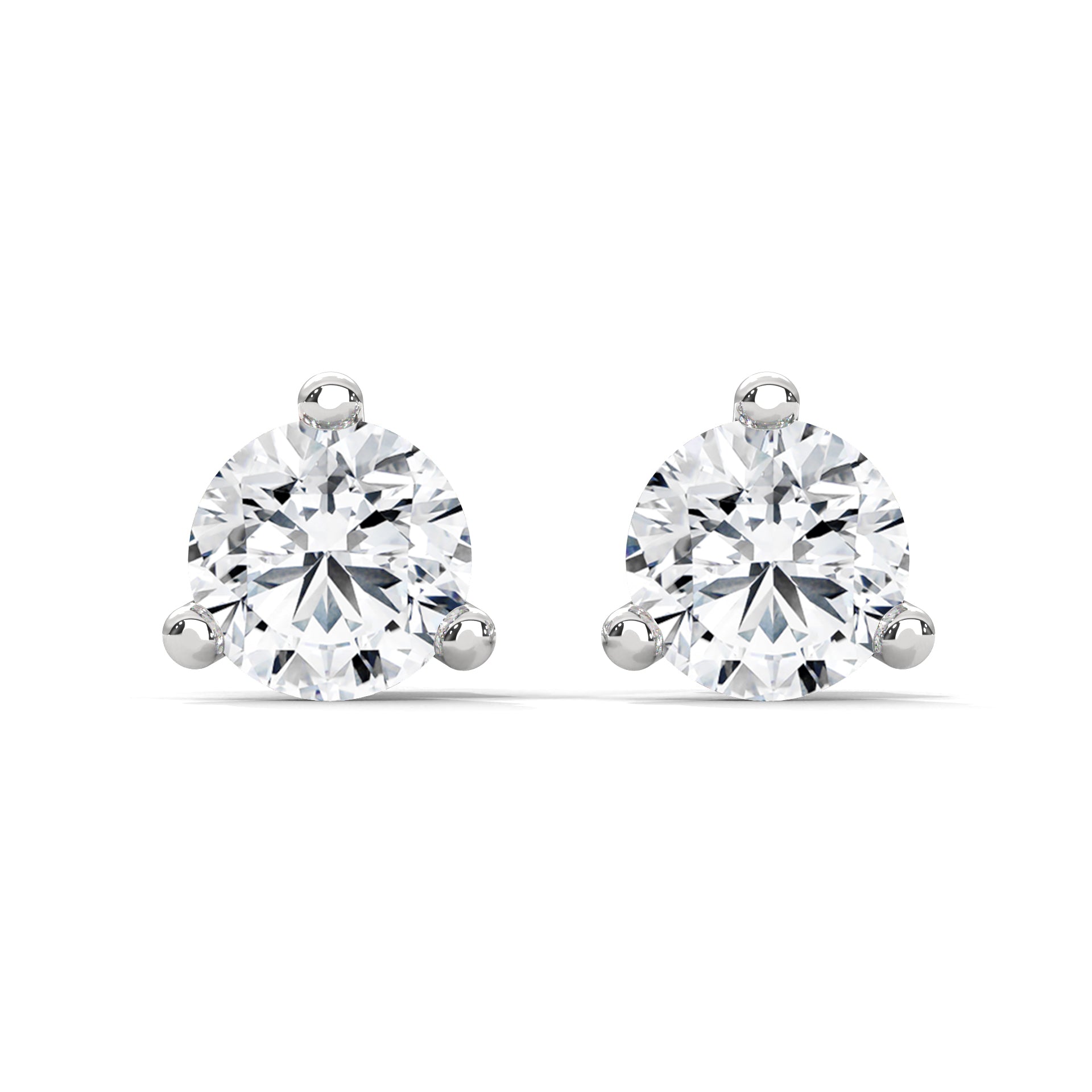 Three-Prong Martini Set Solitaire Diamond 14K Gold Stud Earrings | 2-6 CTW