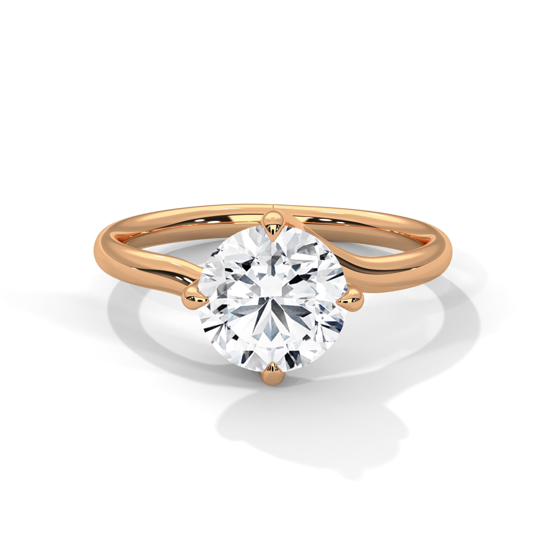 Elegance Round-Cut 2 CT Diamond Solitaire Engagement Gold  Ring