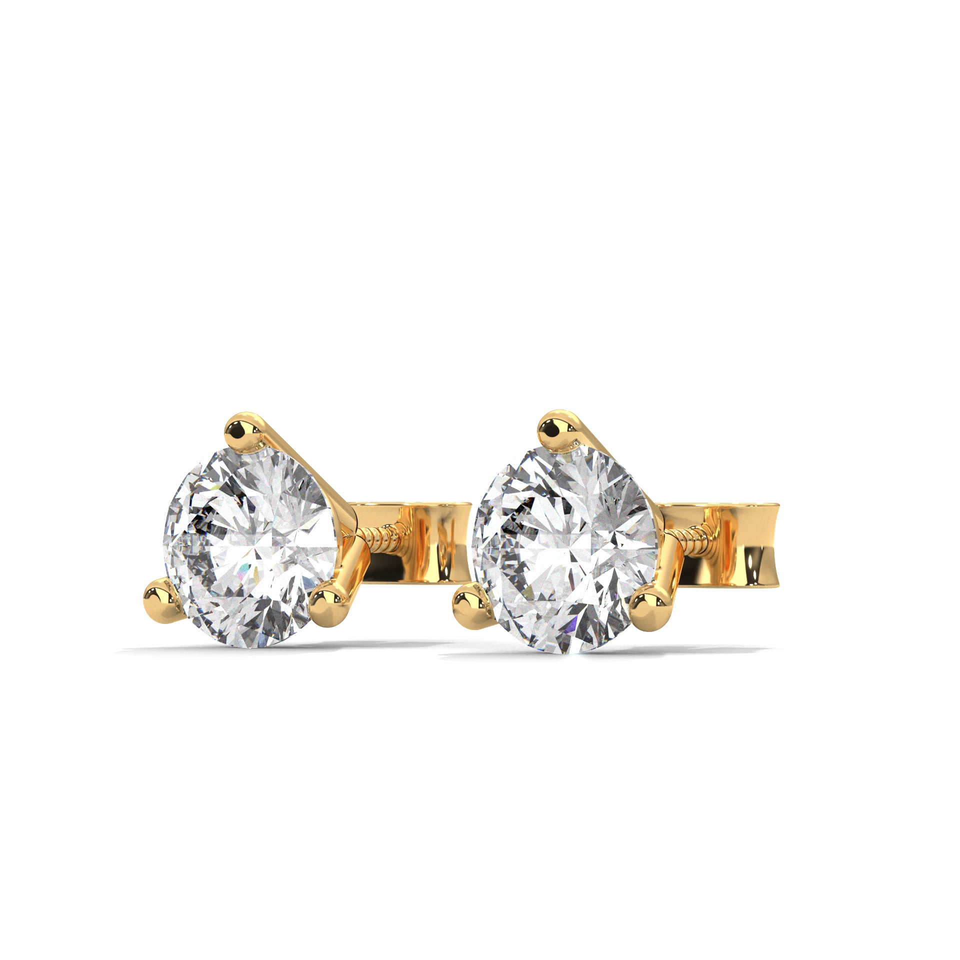 Three-Prong Martini Set Solitaire Diamond 14K Gold Stud Earrings | 2-6 CTW