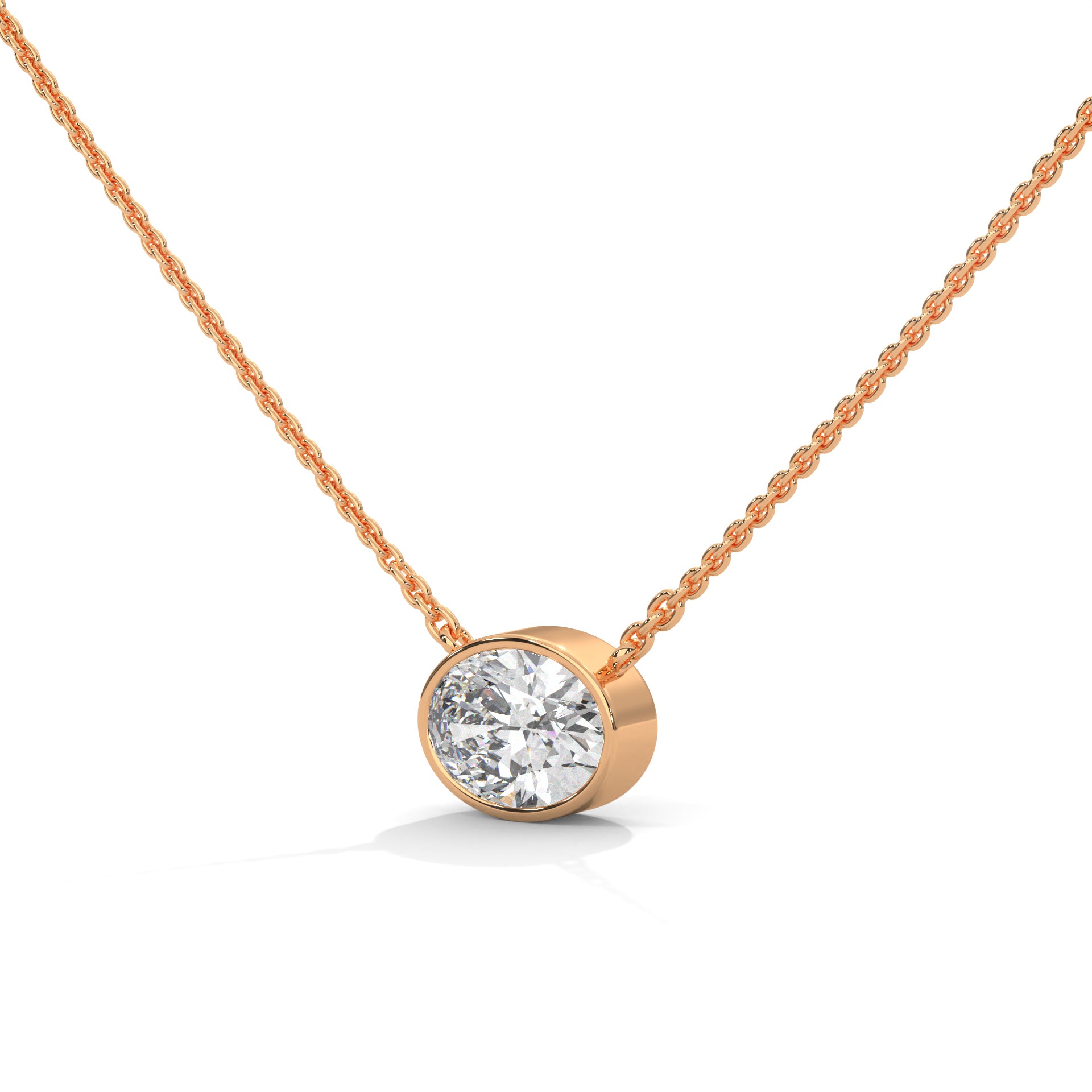Luminous Glow Oval-Cut Diamond Pendant Necklace 0.75ct E-VS1 | 14K Gold |16”&18” Chain
