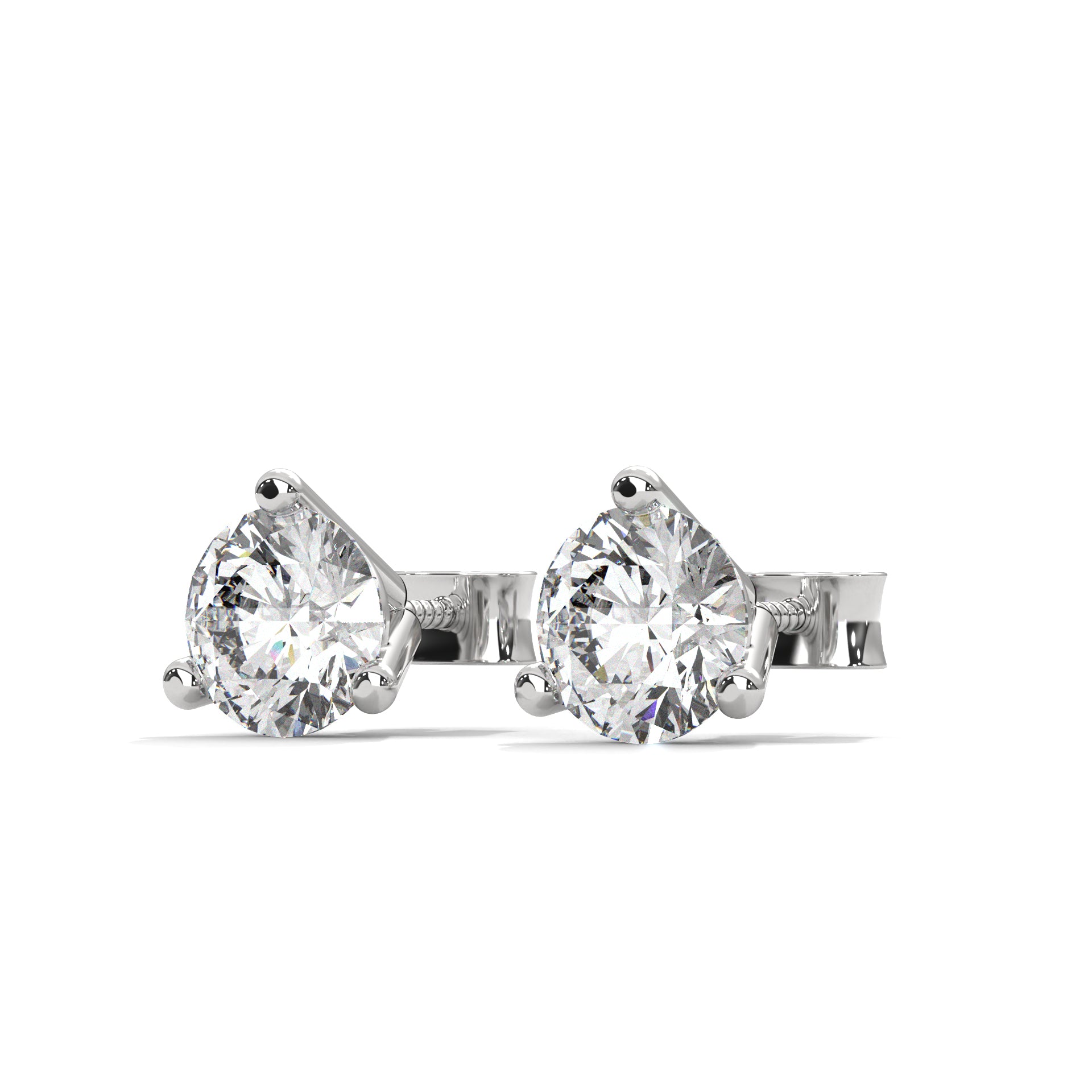 Three-Prong Martini Set Solitaire Diamond 14K Gold Stud Earrings | 2-6 CTW