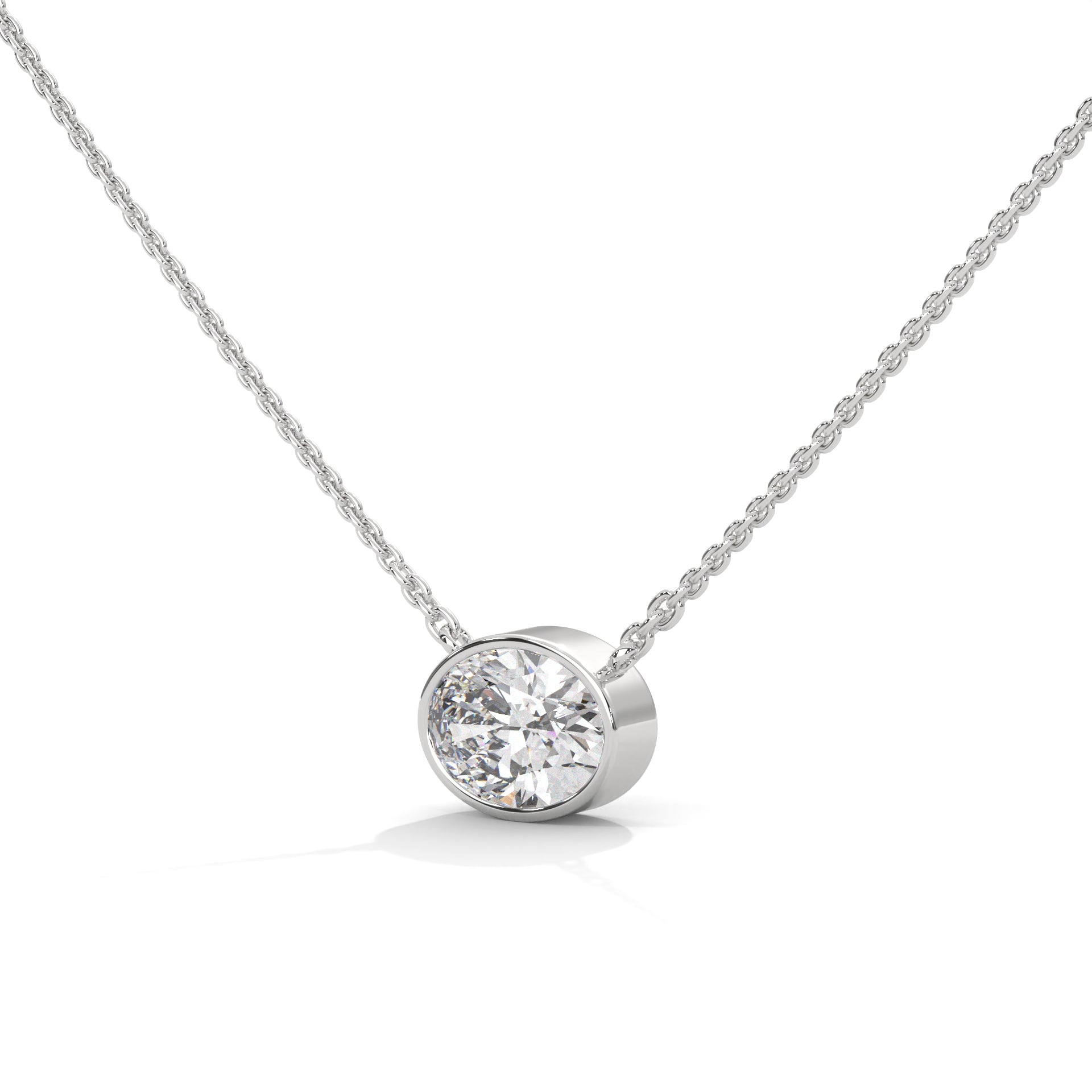 Luminous Glow Oval-Cut Diamond Pendant Necklace 0.75ct E-VS1 | 14K Gold |16”&18” Chain