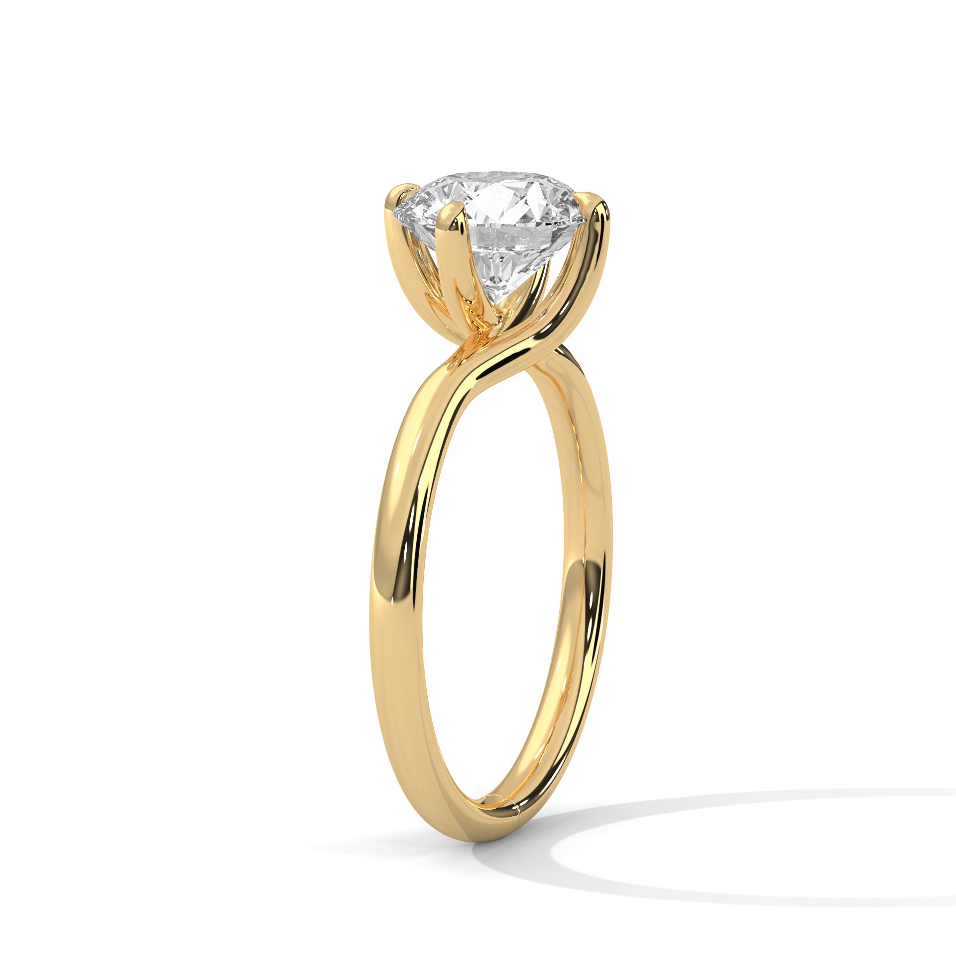 Elegance Round-Cut 2 CT Diamond Solitaire Engagement Gold  Ring