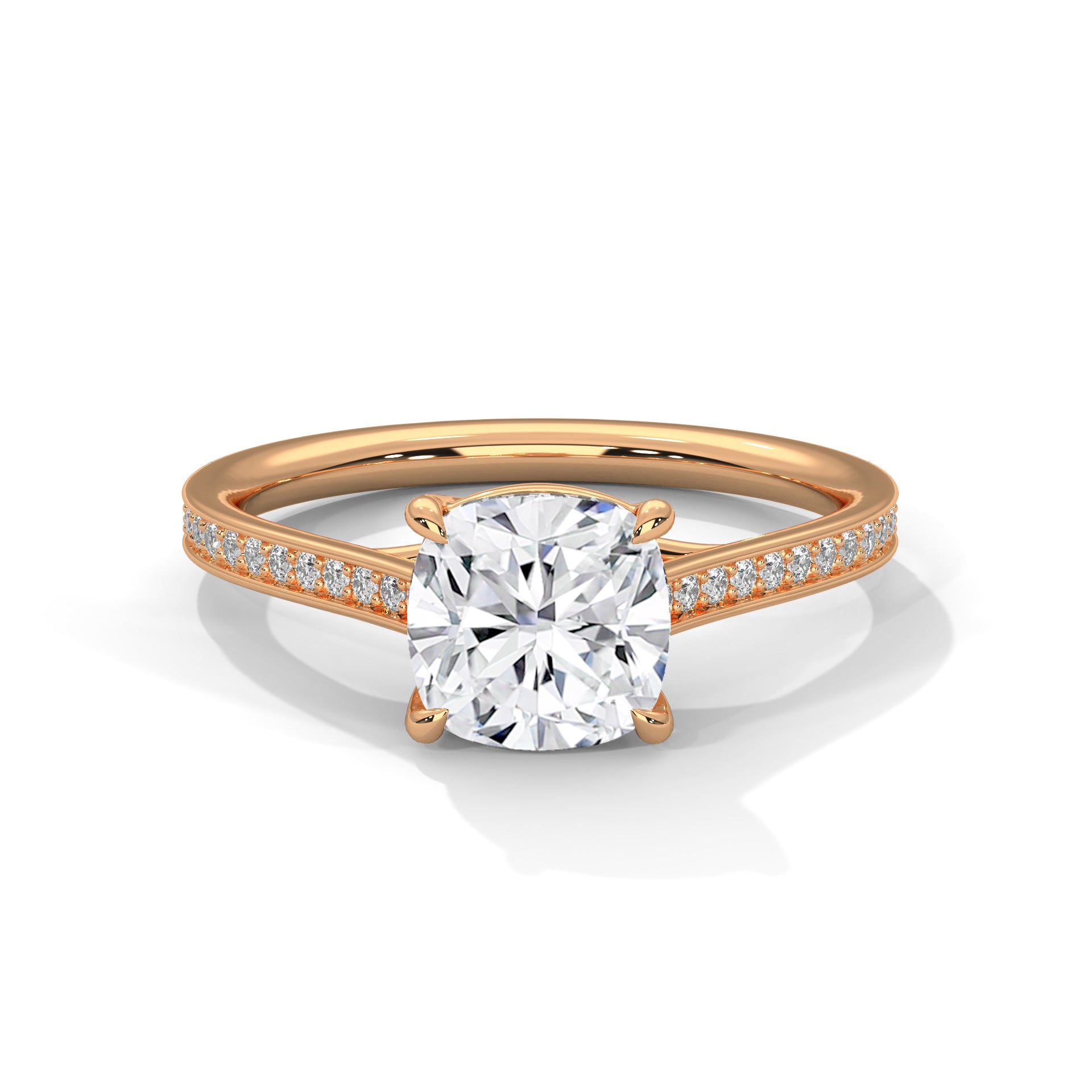 Melia 1.5ct Cushion Lab-Grown Diamond Pave Engagement Ring | 1.62 CTW