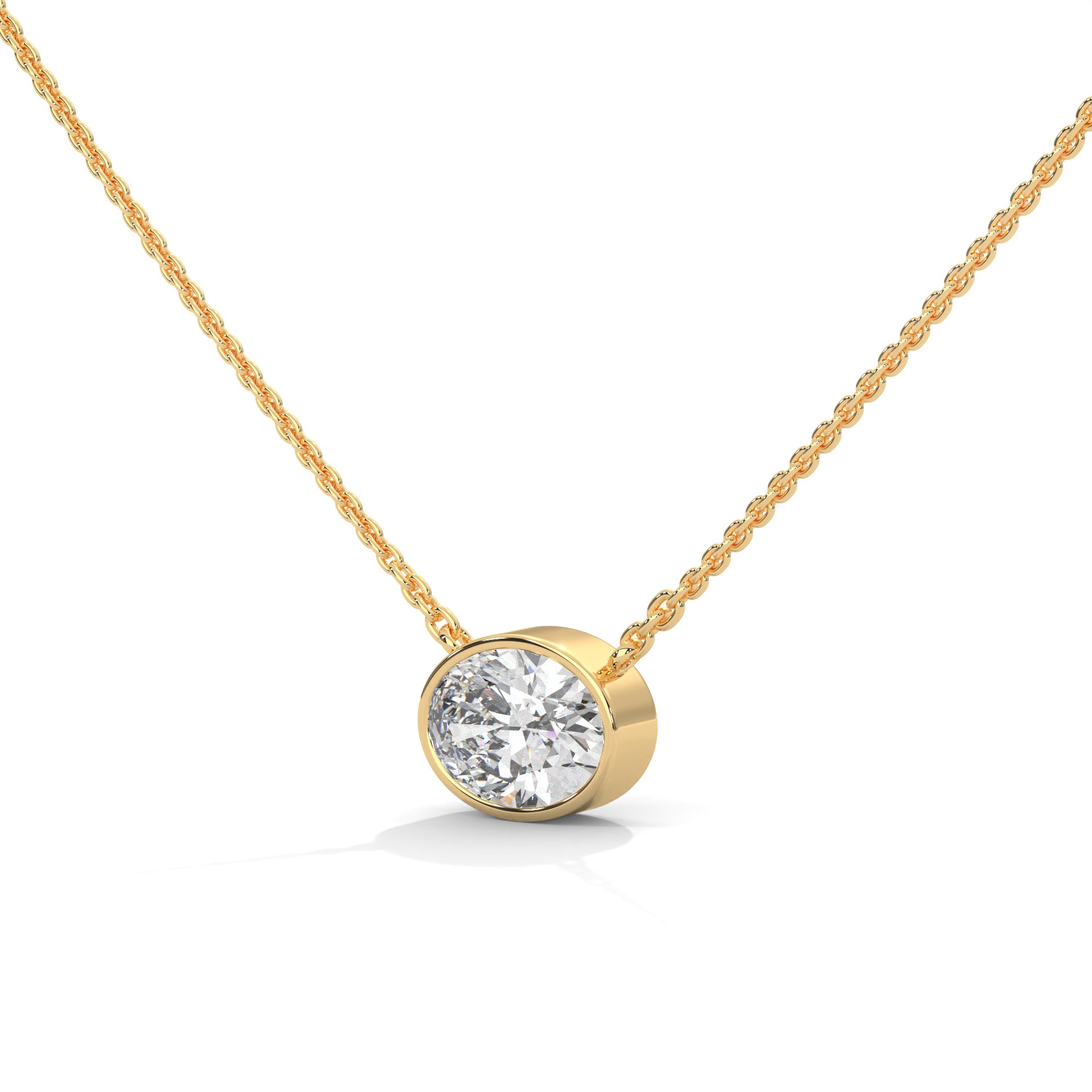 Luminous Glow Oval-Cut Diamond Pendant Necklace 0.75ct E-VS1 | 14K Gold |16”&18” Chain