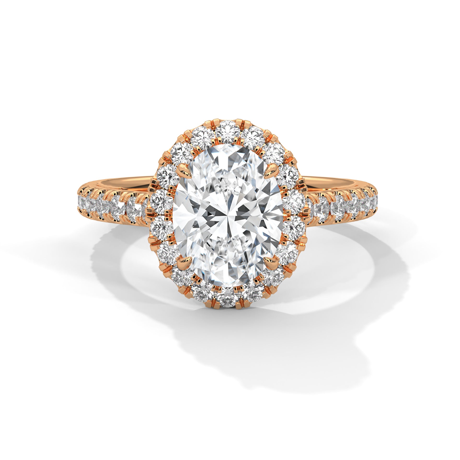 Celestial Bloom 2.61 CTW Oval-Cut Diamond Halo Gold RIng