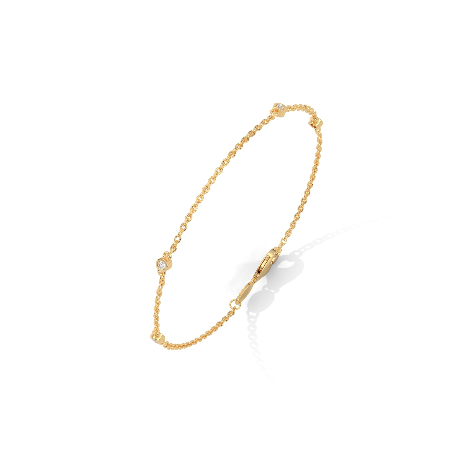 Gloria Bezel-Set Round-Cut Lab-Grown Diamond Gold Bracelet | 0.07 CTW