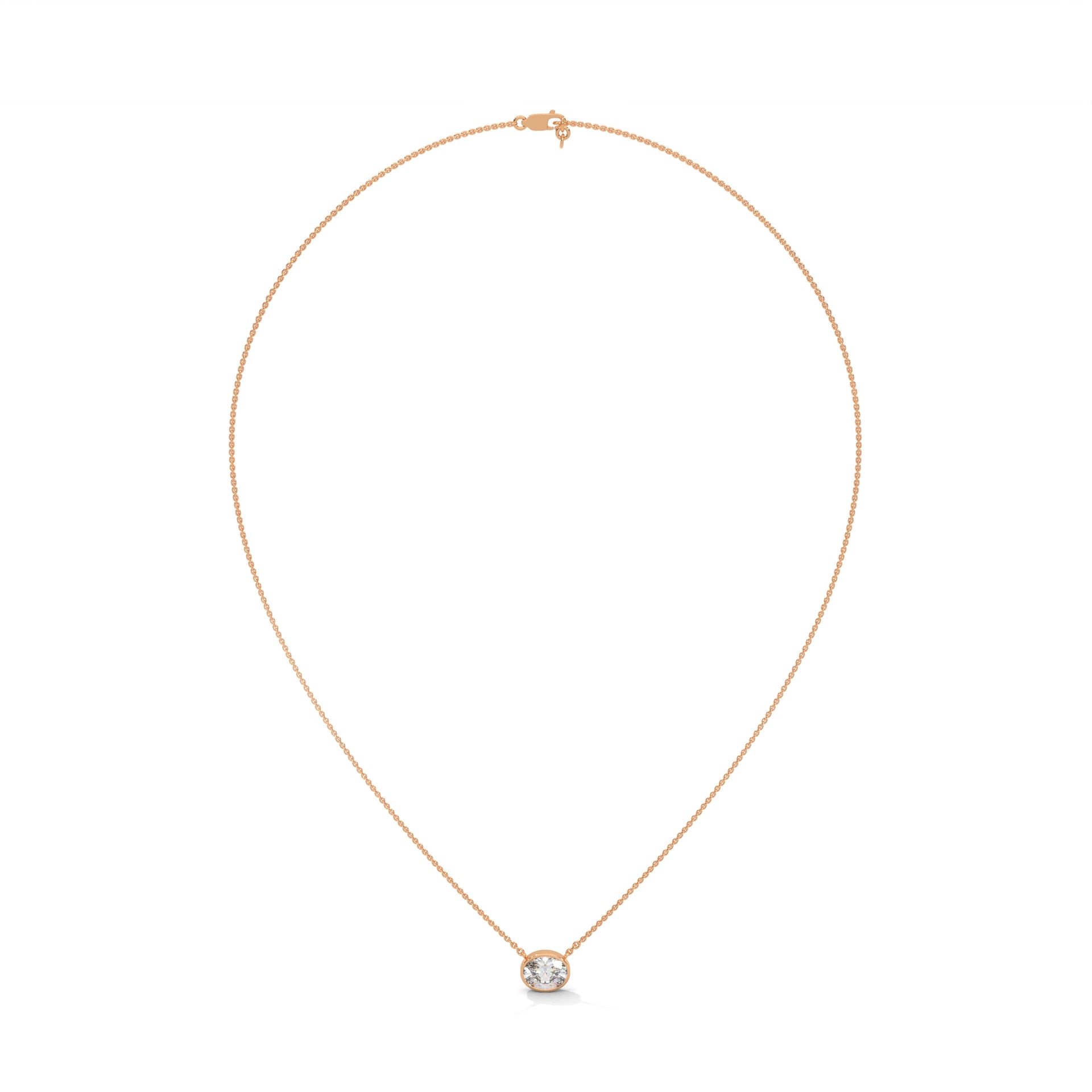 Luminous Glow Oval-Cut Diamond Pendant Necklace 0.75ct E-VS1 | 14K Gold |16”&18” Chain