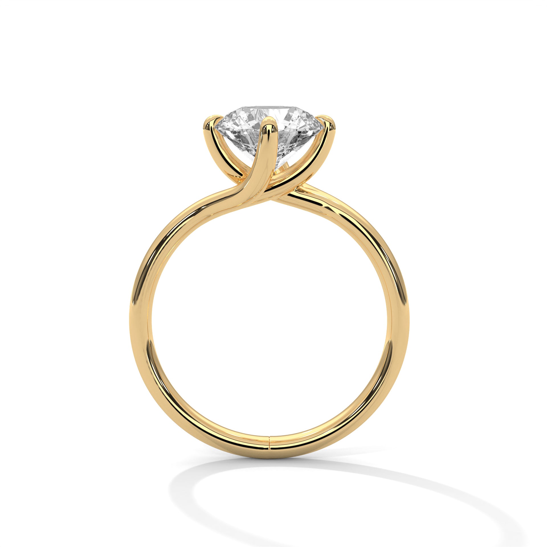 Elegance Round-Cut 2 CT Diamond Solitaire Engagement Gold  Ring