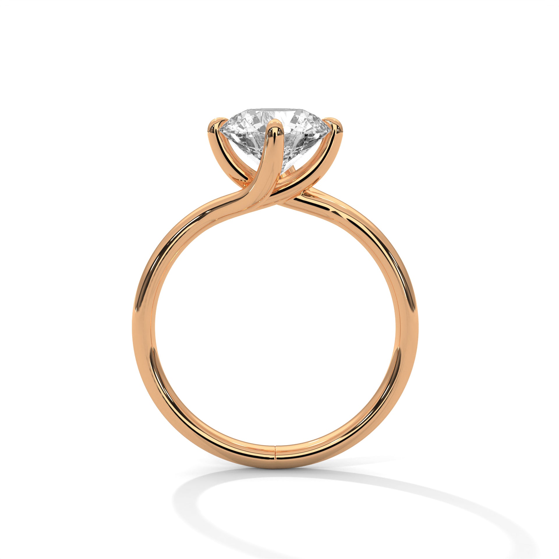 Elegance Round-Cut 2 CT Diamond Solitaire Engagement Gold  Ring