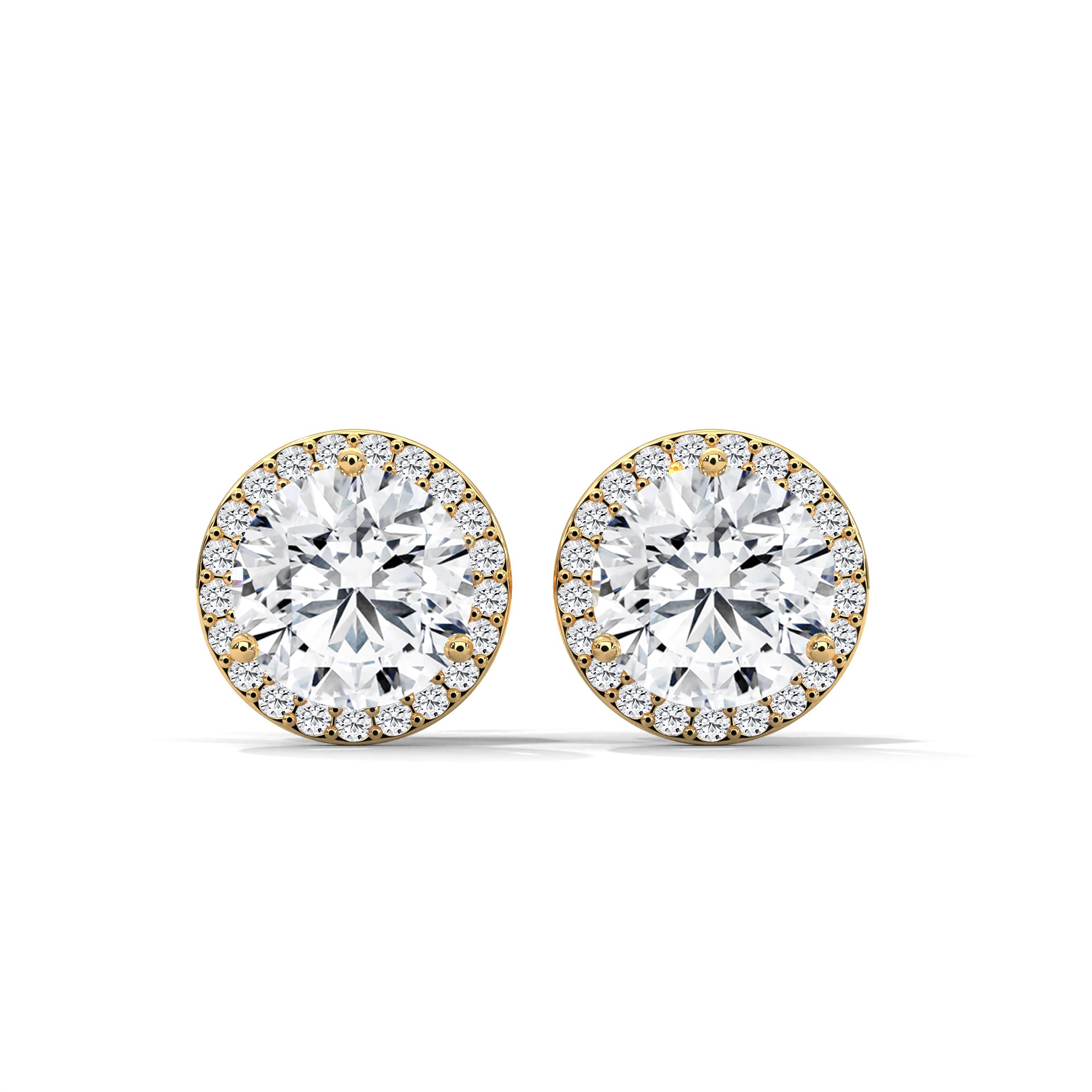 Timeless Round Halo Diamond Stud Earrings in 14K Gold | 2-6 CTW