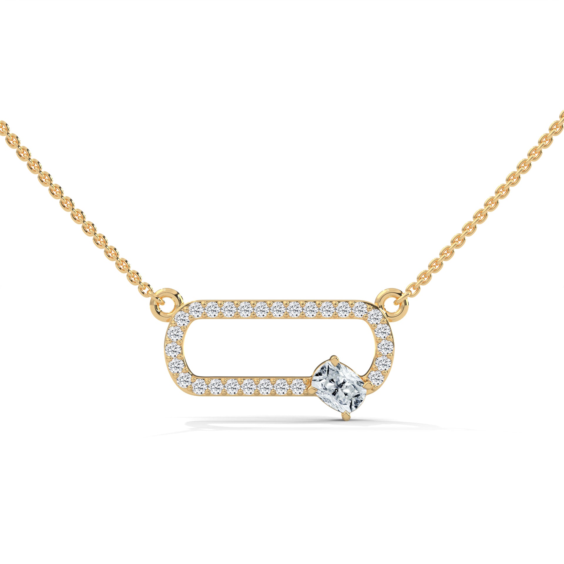 14K Gold Cushion-Cut Diamond Geometric Pendant Necklace | 0.57 CTW