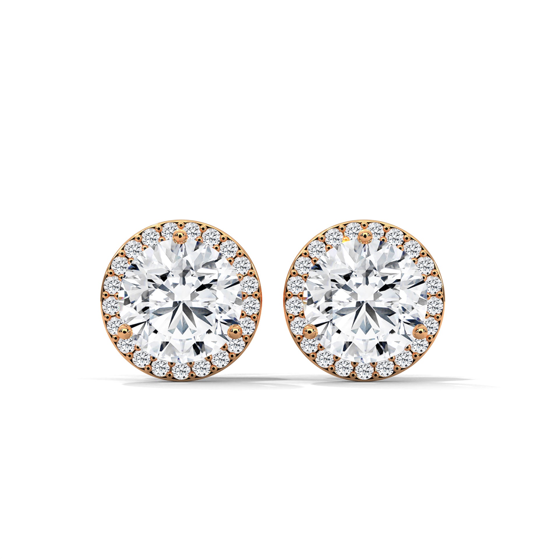 Timeless Round Halo Diamond Stud Earrings in 14K Gold | 2-6 CTW