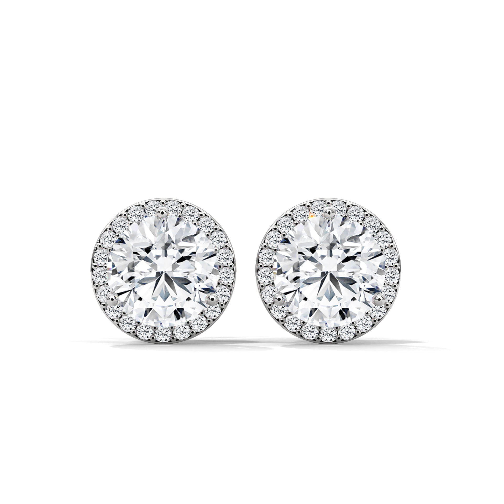 Timeless Round Halo Diamond Stud Earrings in 14K Gold | 2-6 CTW