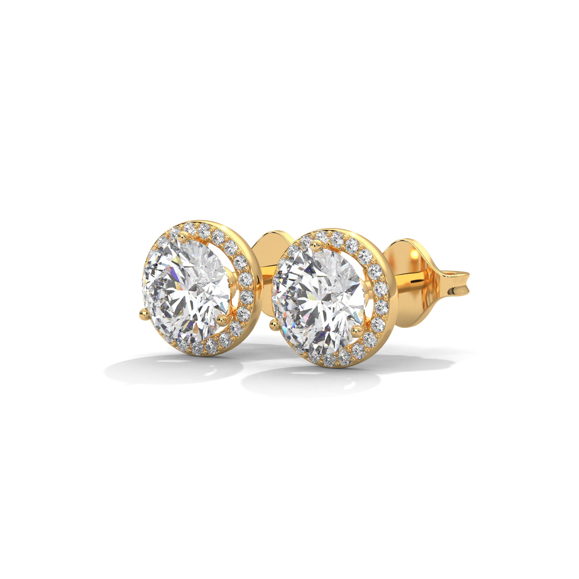 Timeless Round Halo Diamond Stud Earrings in 14K Gold | 2-6 CTW