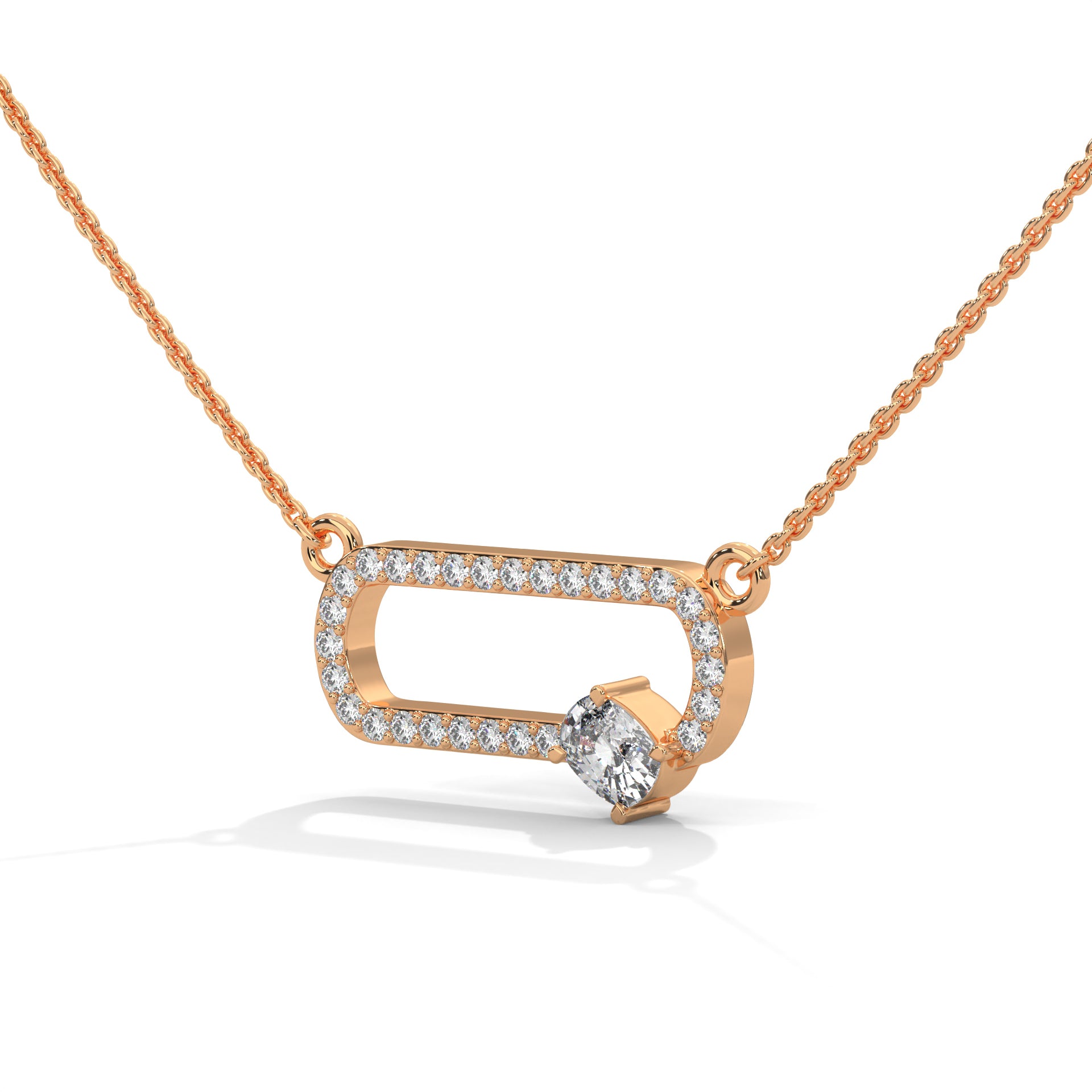 14K Gold Cushion-Cut Diamond Geometric Pendant Necklace | 0.57 CTW