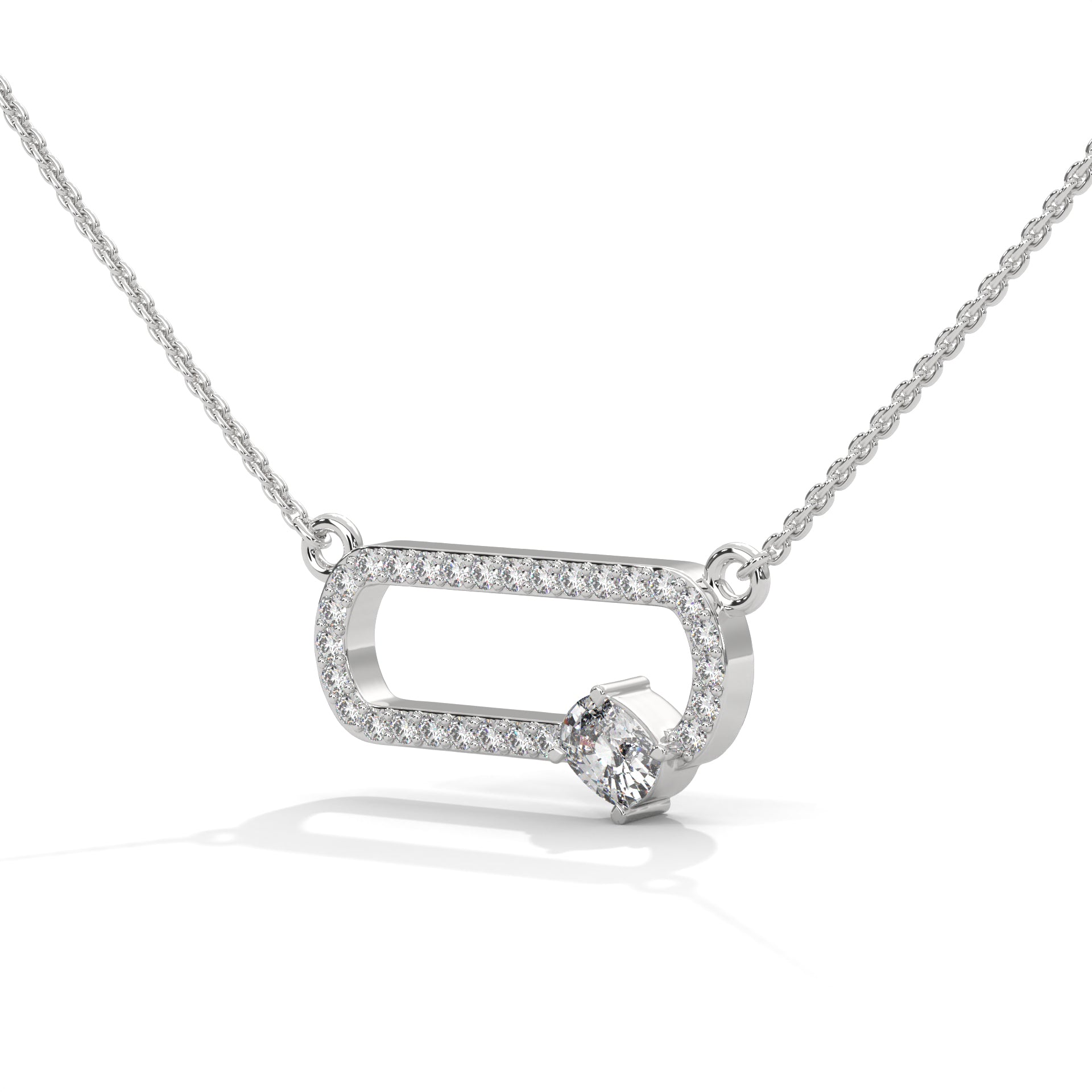 14K Gold Cushion-Cut Diamond Geometric Pendant Necklace | 0.57 CTW