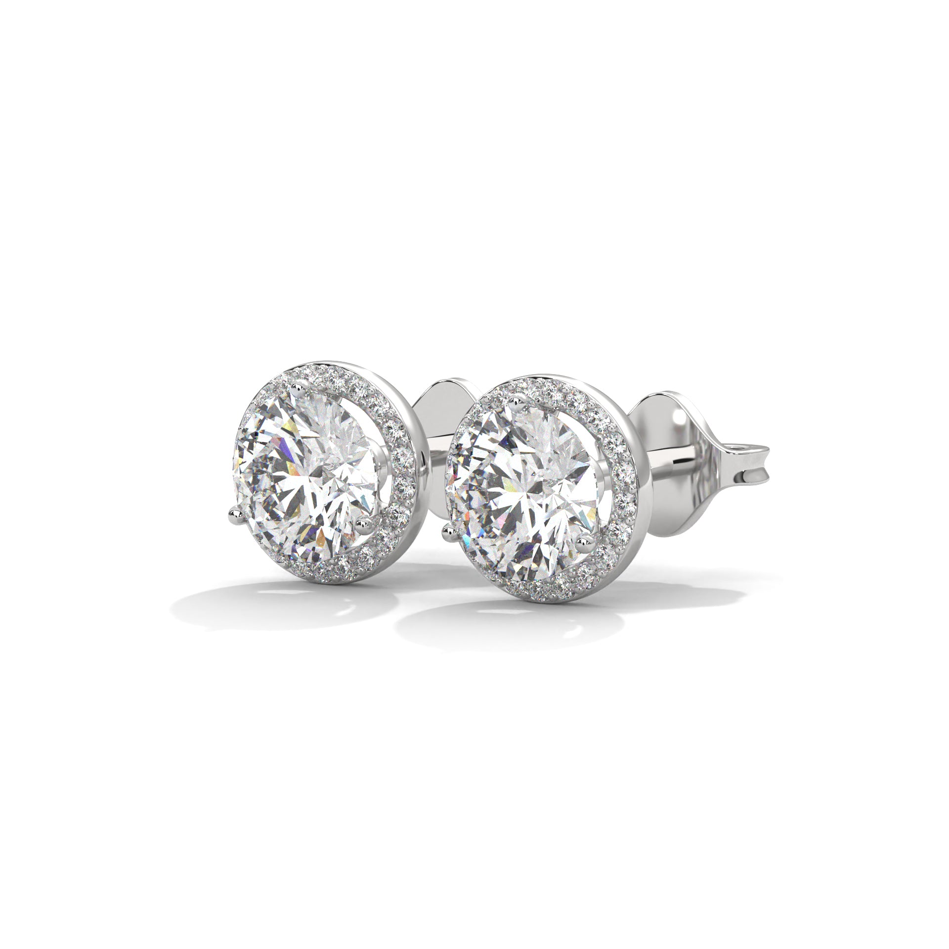 Timeless Round Halo Diamond Stud Earrings in 14K Gold | 2-6 CTW