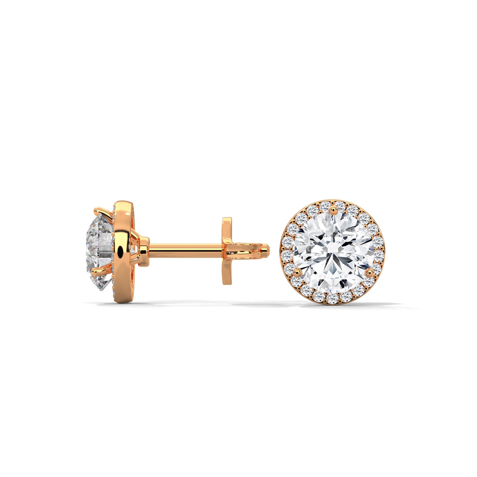 Timeless Round Halo Diamond Stud Earrings in 14K Gold | 2-6 CTW