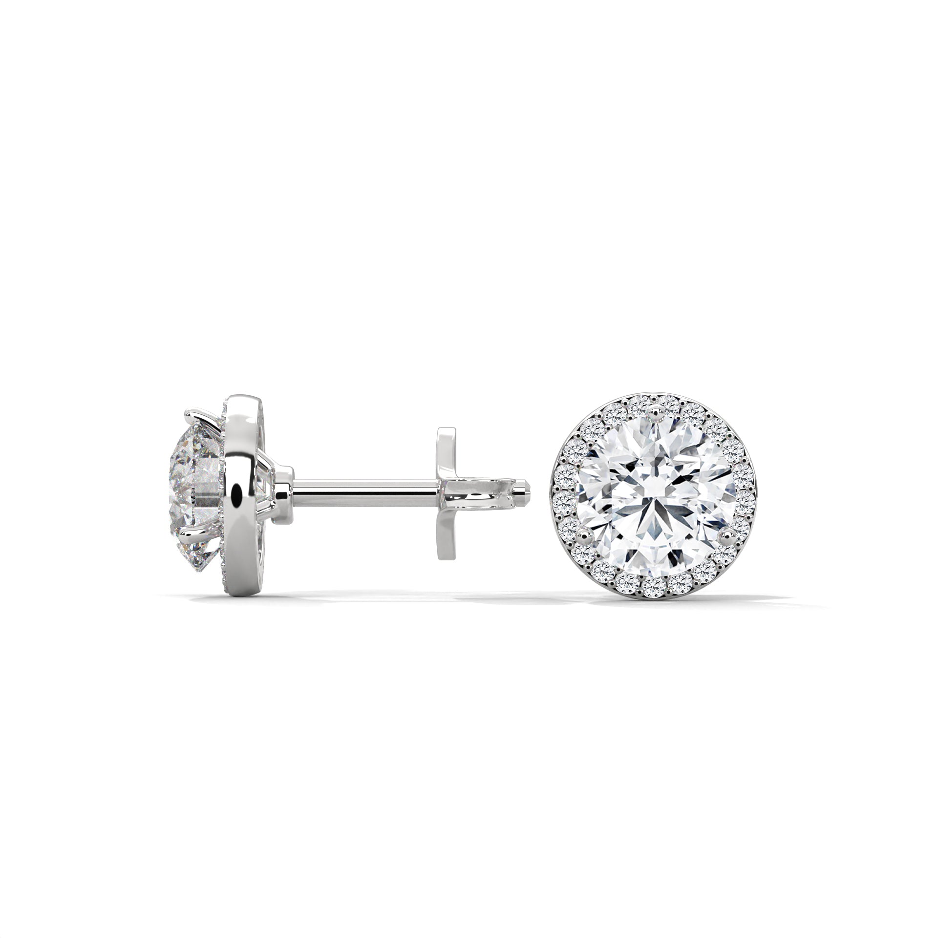 Timeless Round Halo Diamond Stud Earrings in 14K Gold | 2-6 CTW