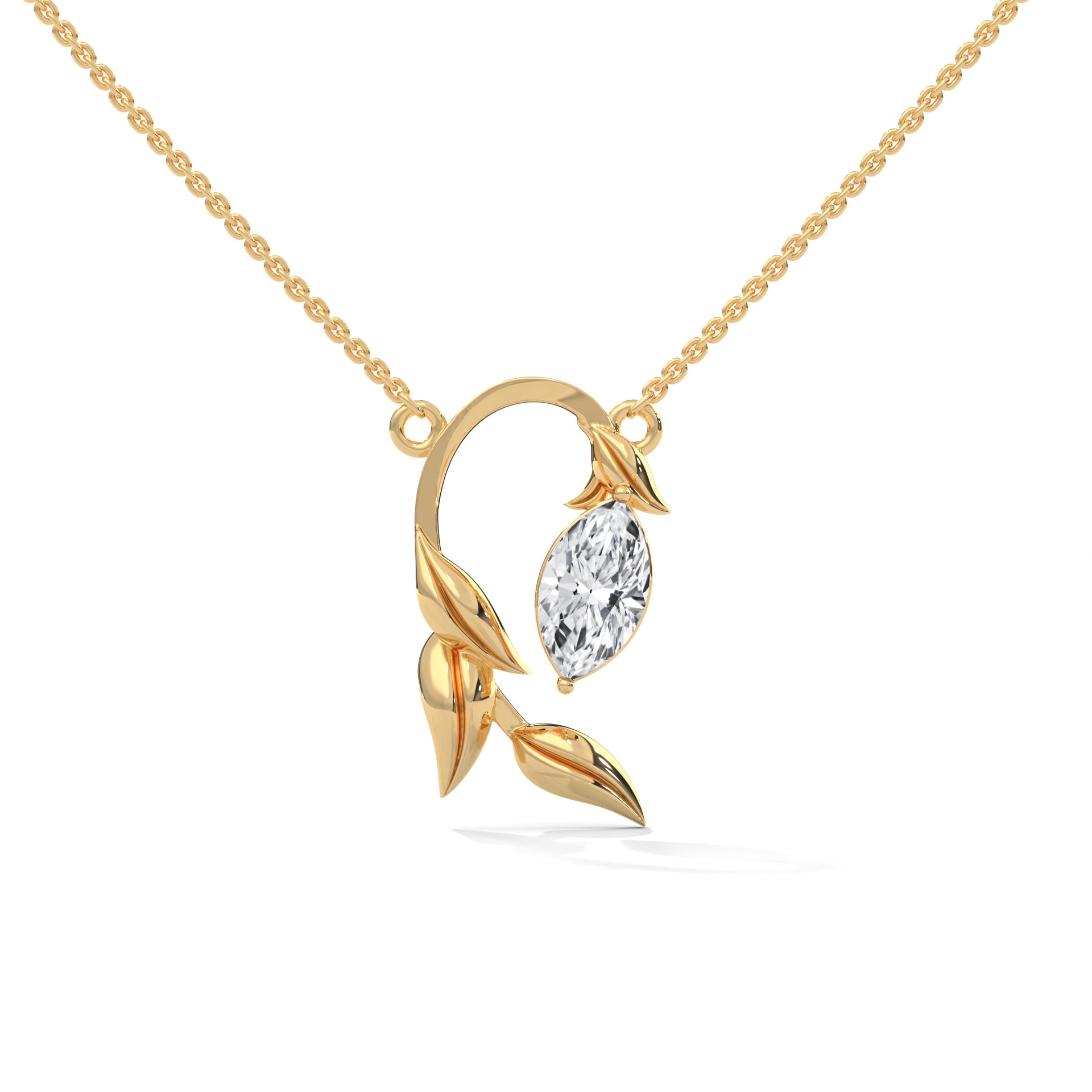 14K Gold Marquise-Cut Diamond Vine Pendant Necklace | 0.50 CTW