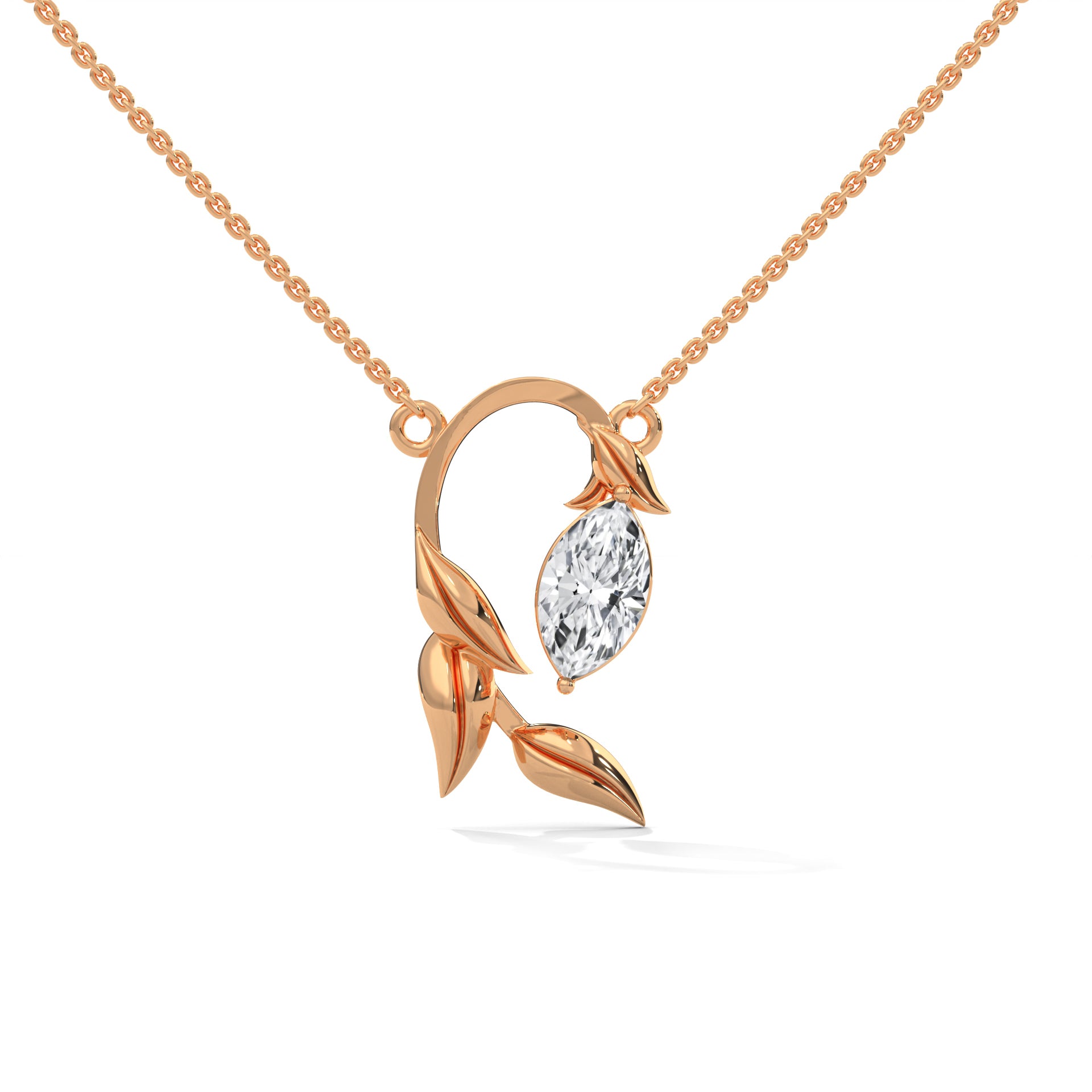 14K Gold Marquise-Cut Diamond Vine Pendant Necklace | 0.50 CTW