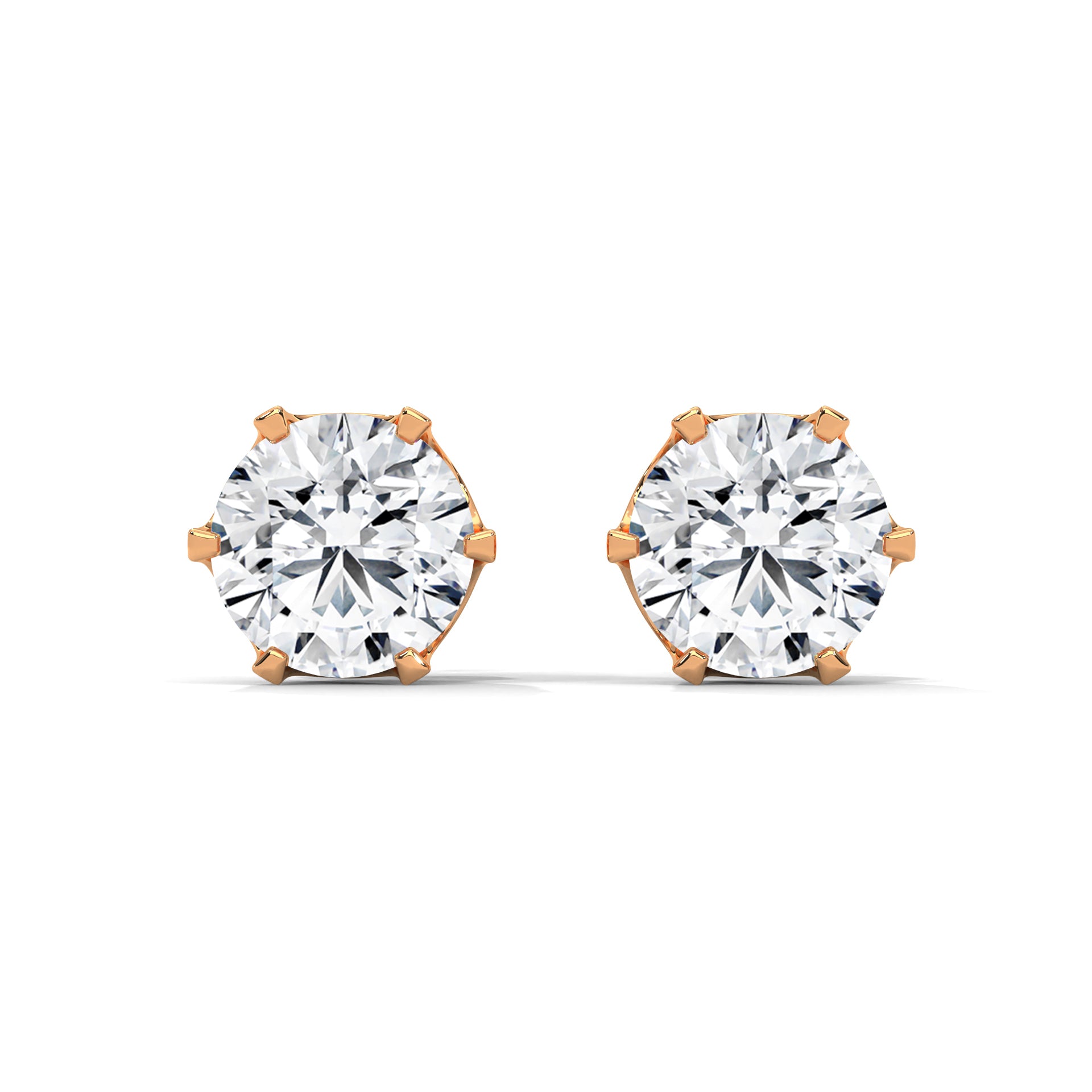 Six-Prong Basket Diamond Stud Earrings| 2-6ctw | Push-Back