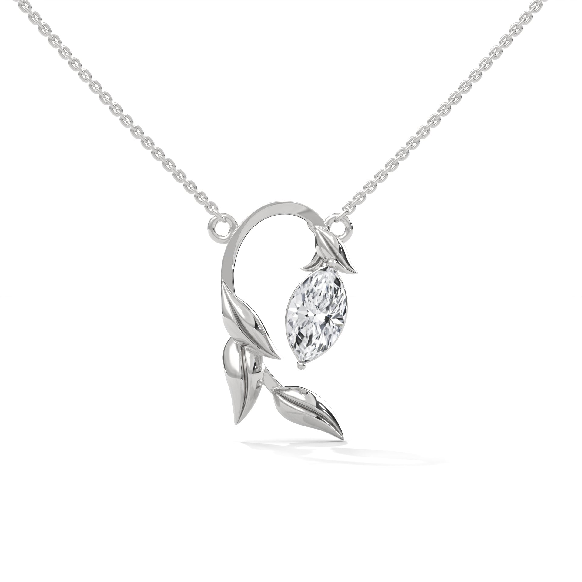 14K Gold Marquise-Cut Diamond Vine Pendant Necklace | 0.50 CTW
