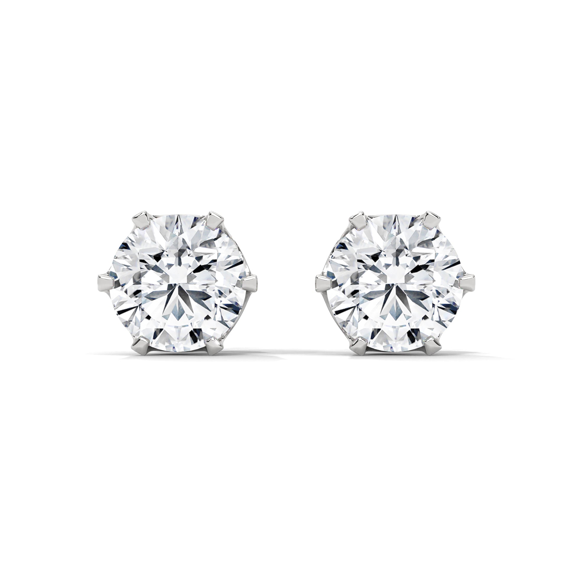 Six-Prong Basket Diamond Stud Earrings| 2-6ctw | Push-Back