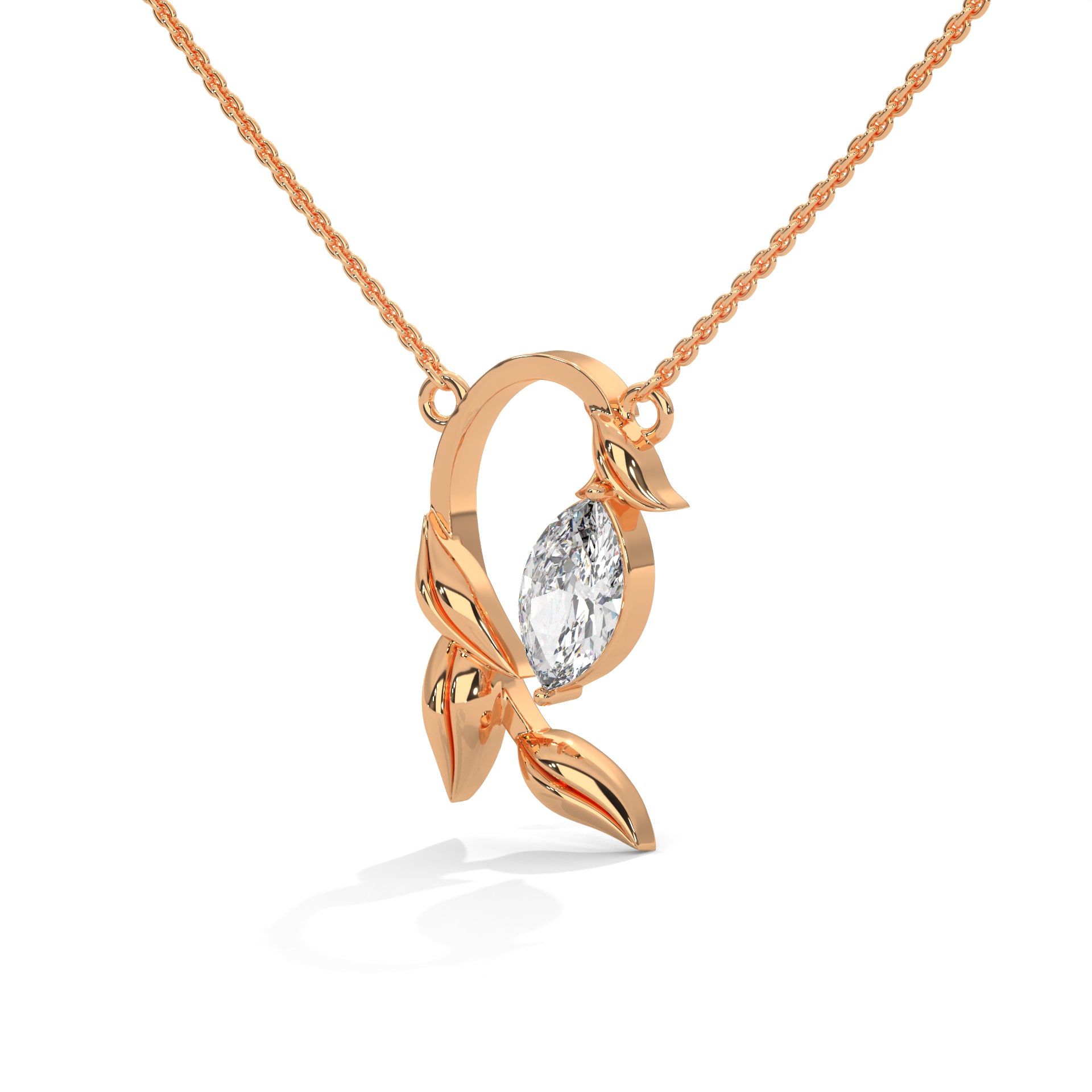 14K Gold Marquise-Cut Diamond Vine Pendant Necklace | 0.50 CTW
