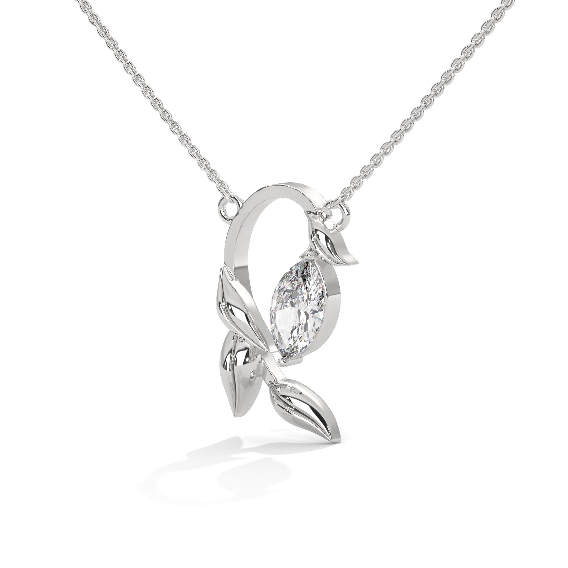 14K Gold Marquise-Cut Diamond Vine Pendant Necklace | 0.50 CTW